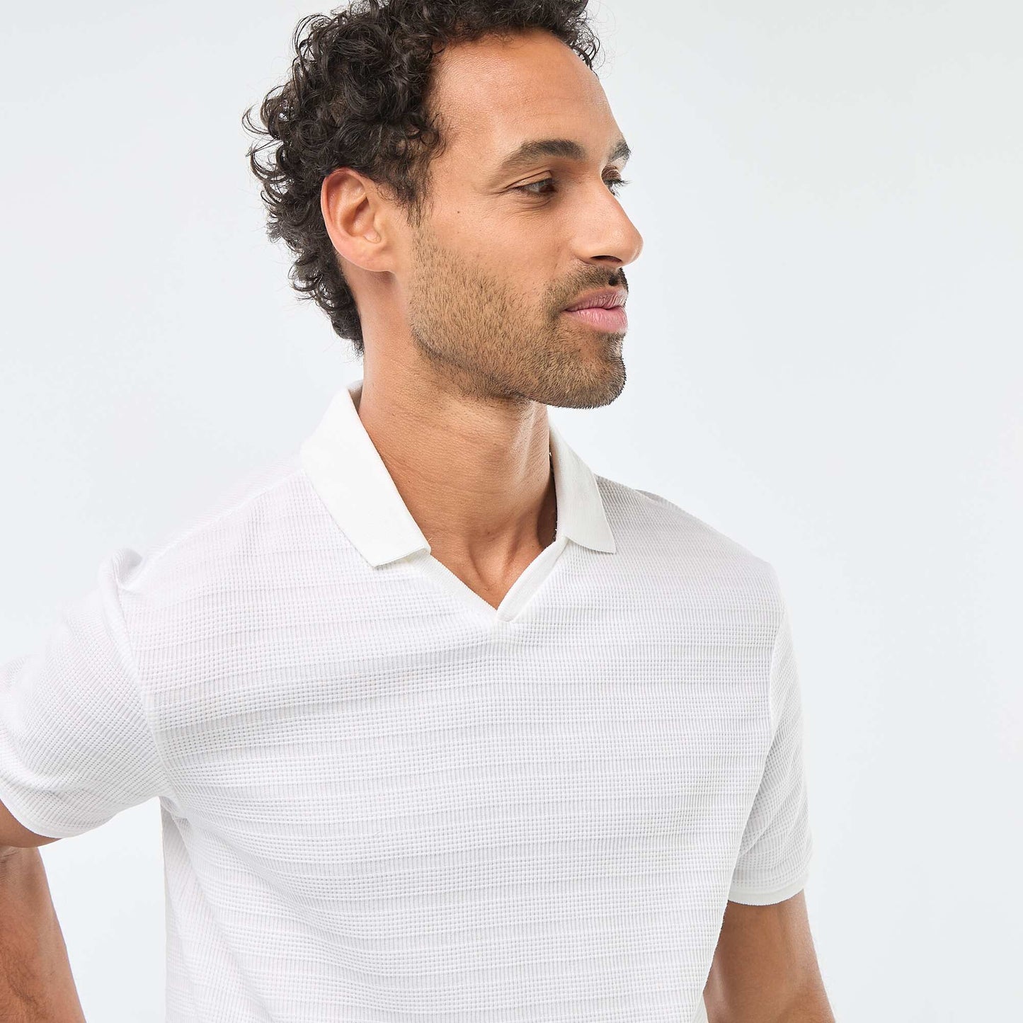 Polo en piqué de coton à manches courtes BLANC