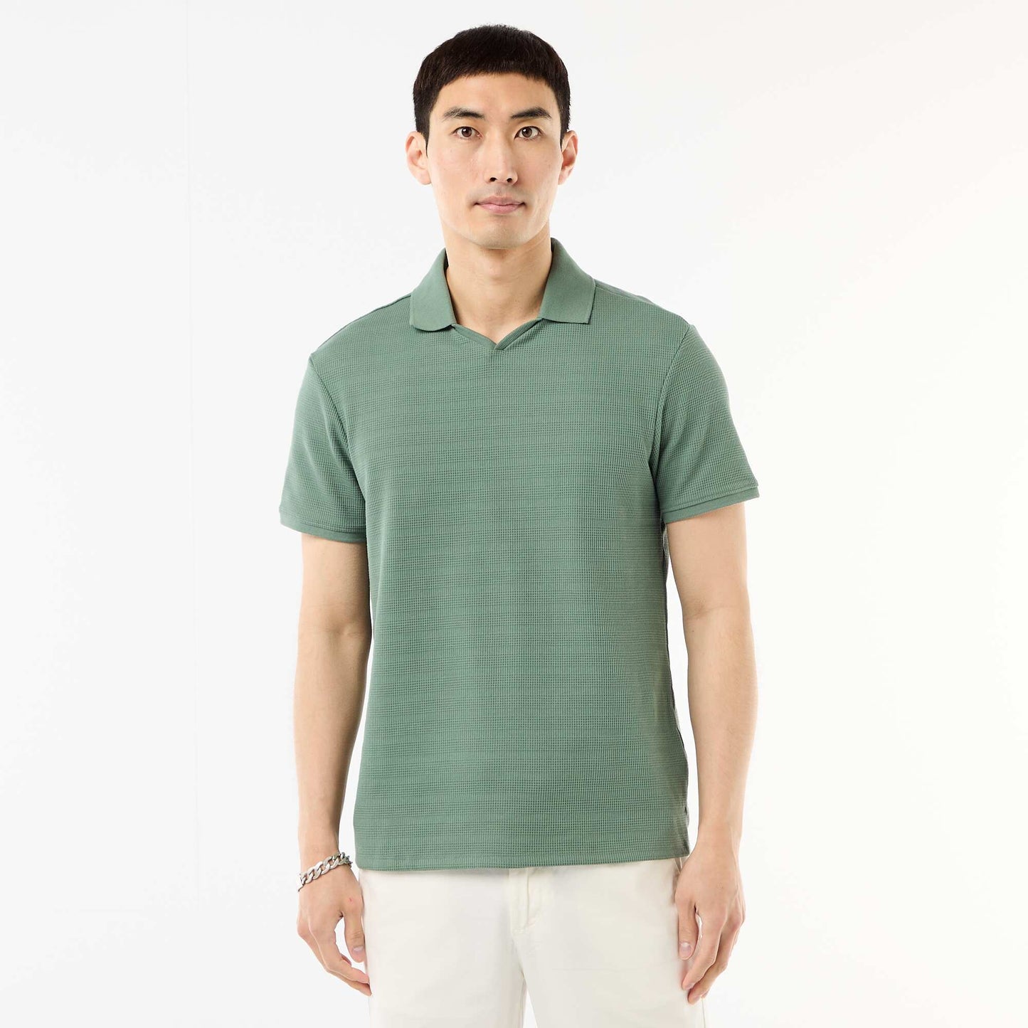 Polo en piqué de coton à manches courtes VERT
