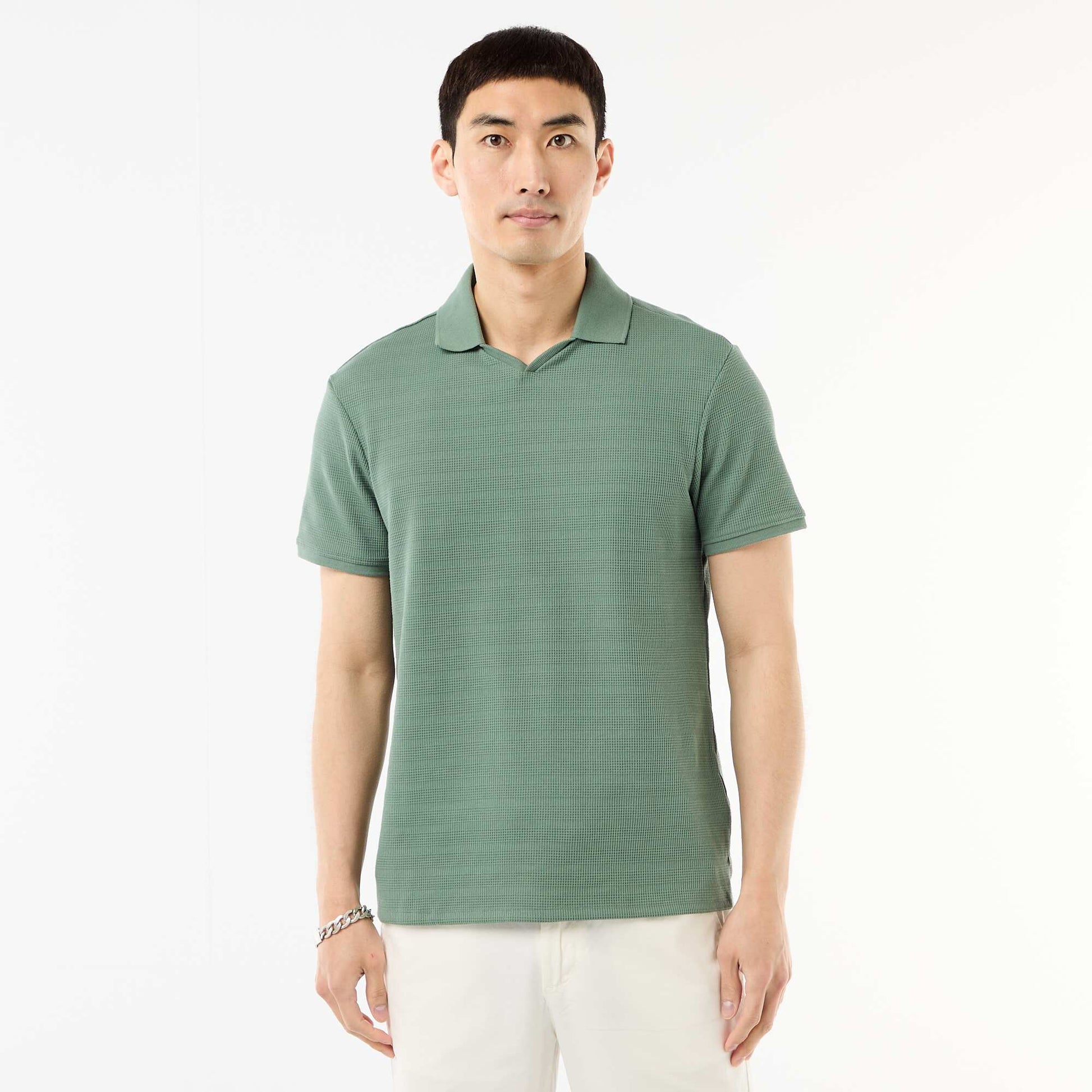 Polo en piqué de coton à manches courtes VERT
