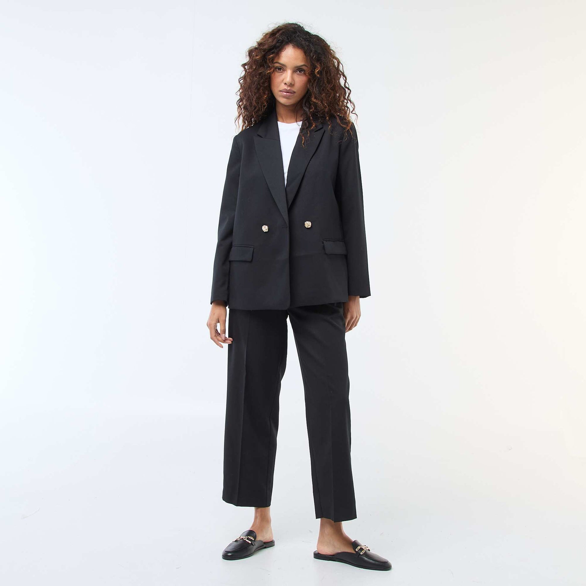 Veste de tailleur avec ouverture double boutonnage NOIR
