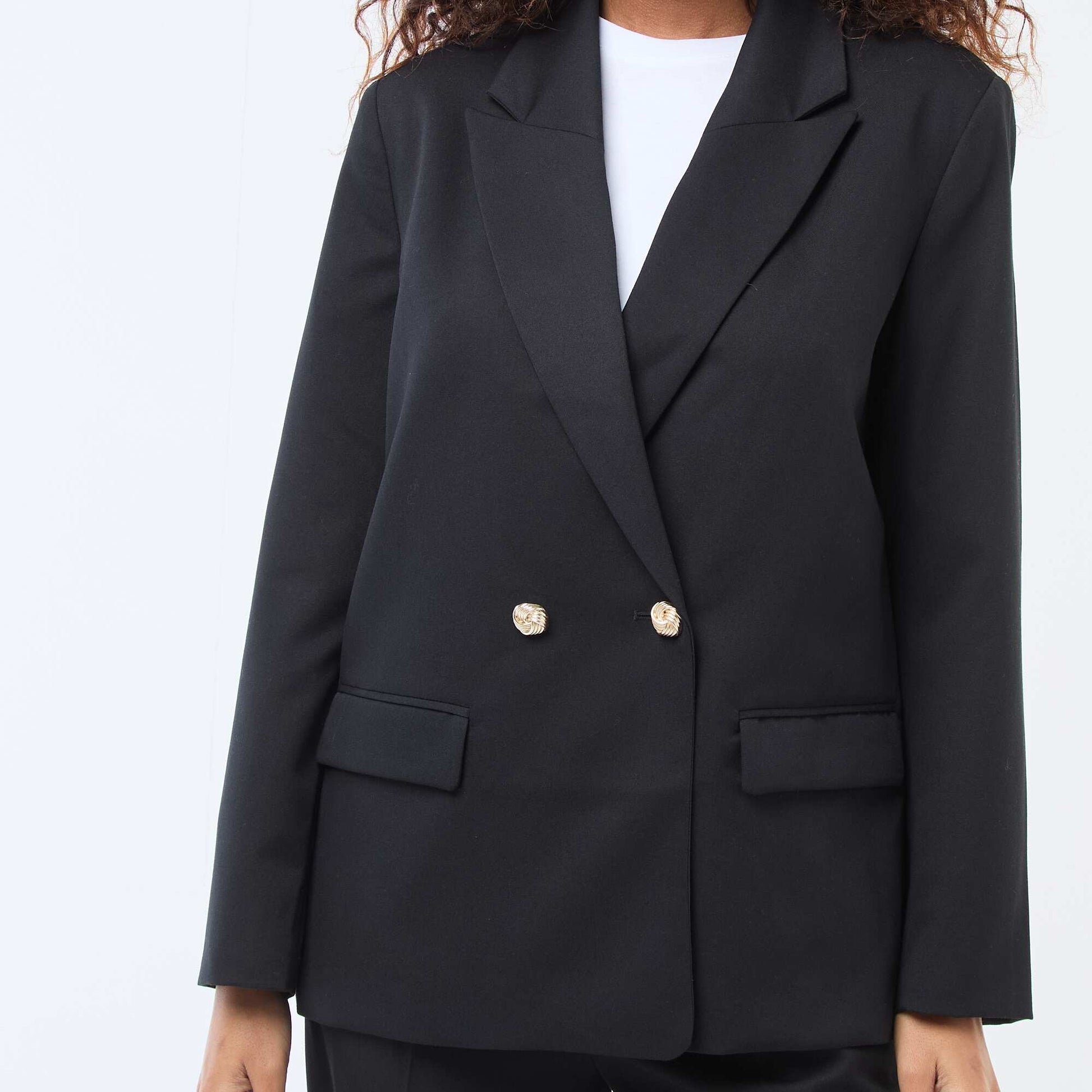 Veste de tailleur avec ouverture double boutonnage NOIR