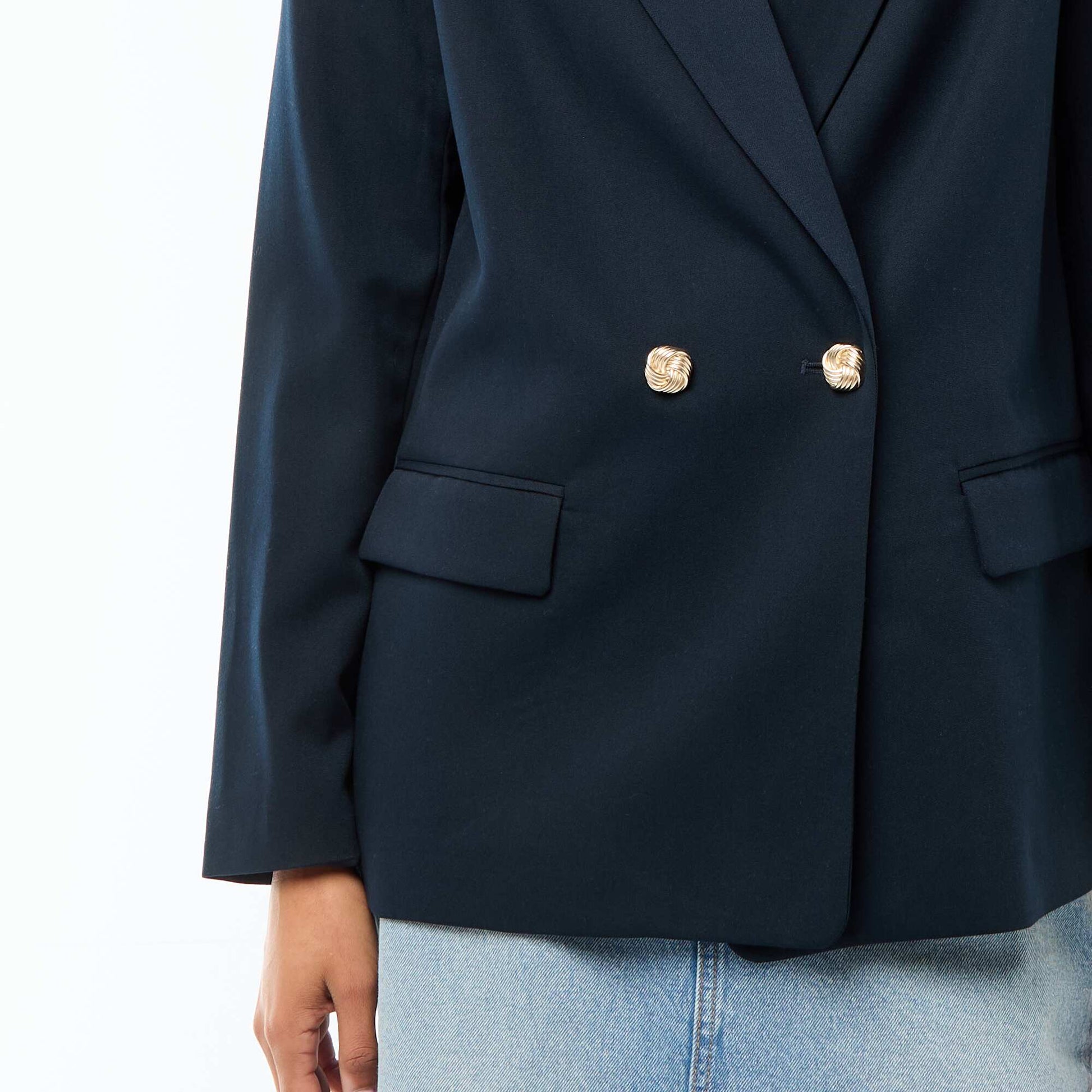 Veste de tailleur avec ouverture double boutonnage BLEU
