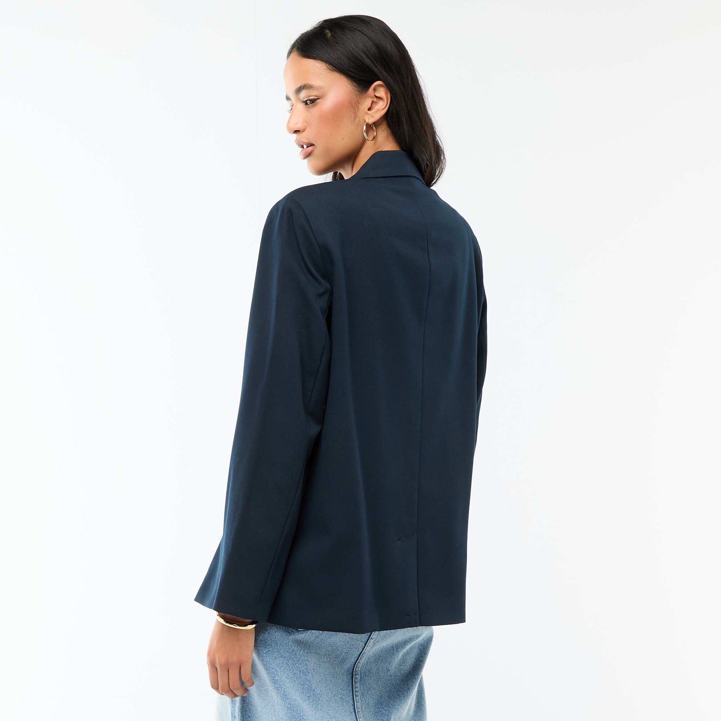 Veste de tailleur avec ouverture double boutonnage BLEU
