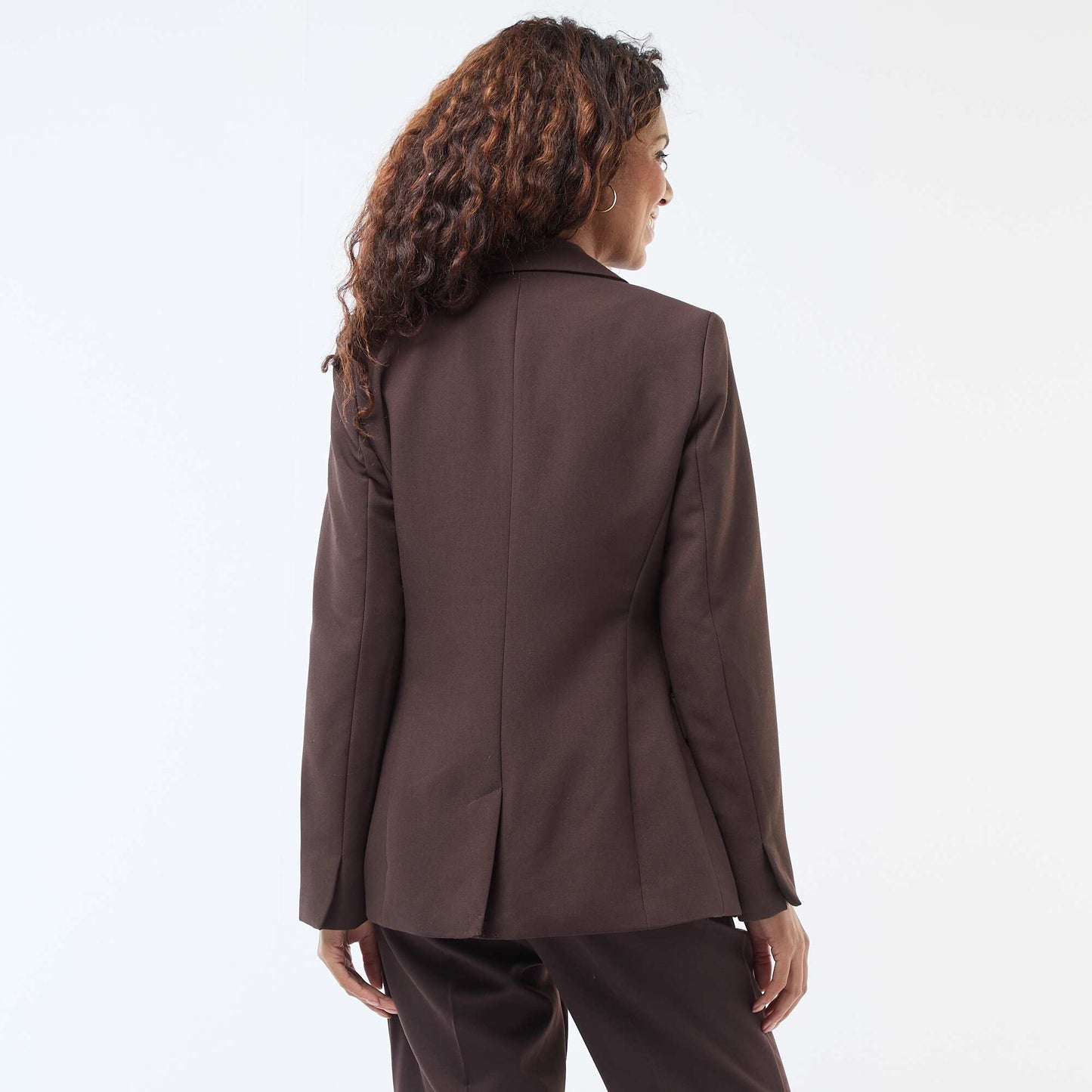 Veste blazer unie à la coupe cintrée MARRON