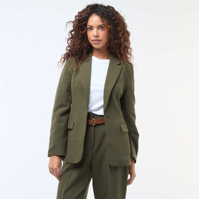 Veste blazer unie à la coupe cintrée KAKI