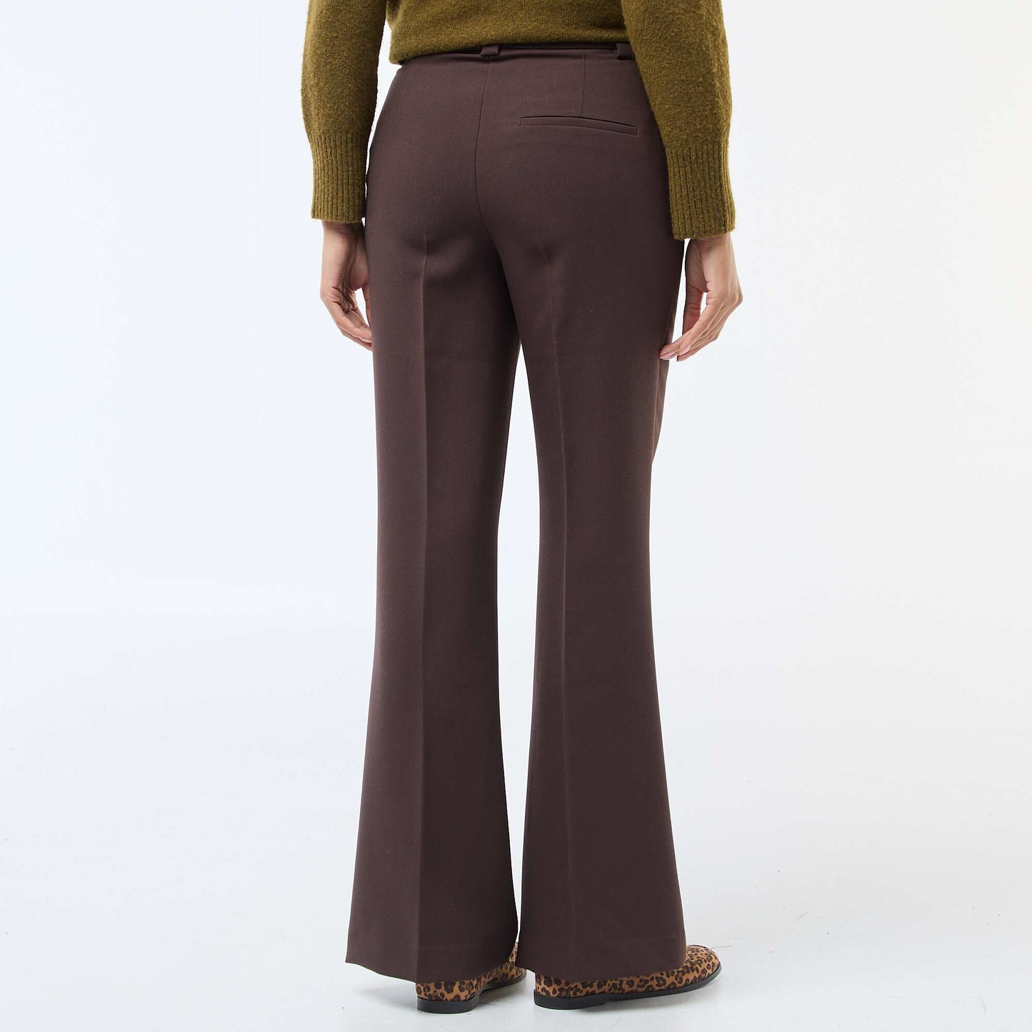Pantalon évasé uni MARRON