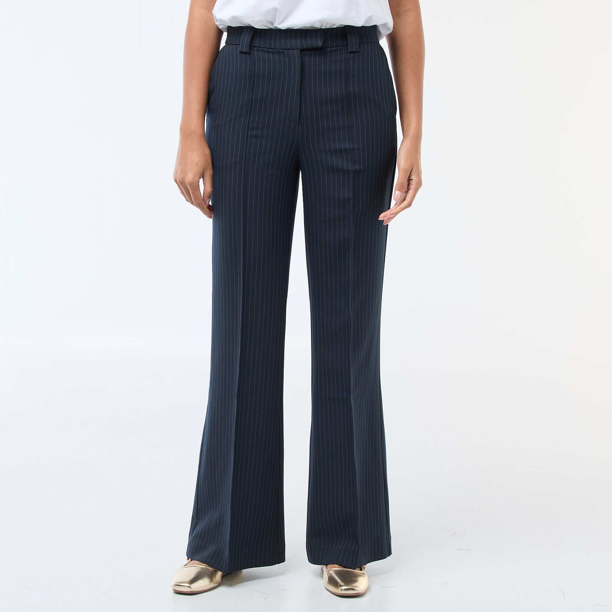 Pantalon évasé uni BLEU