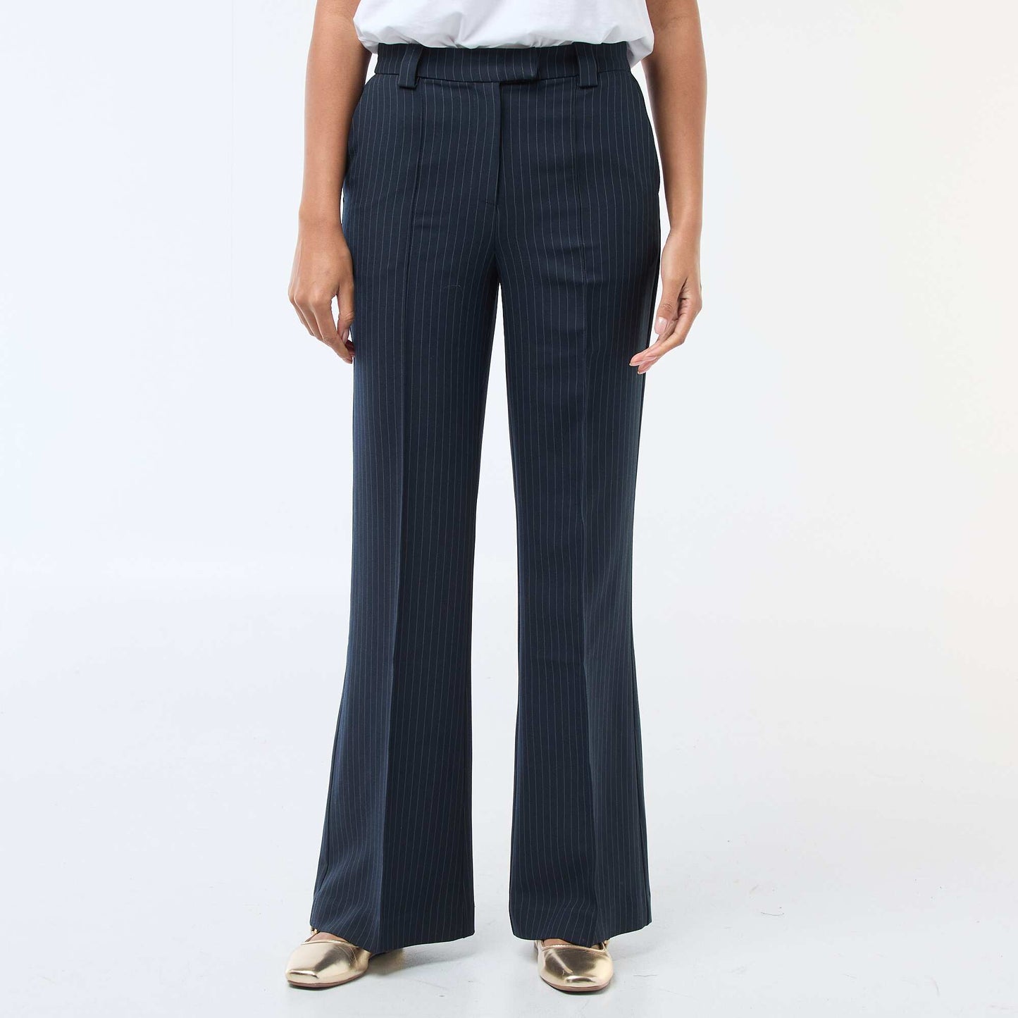 Pantalon évasé uni BLEU
