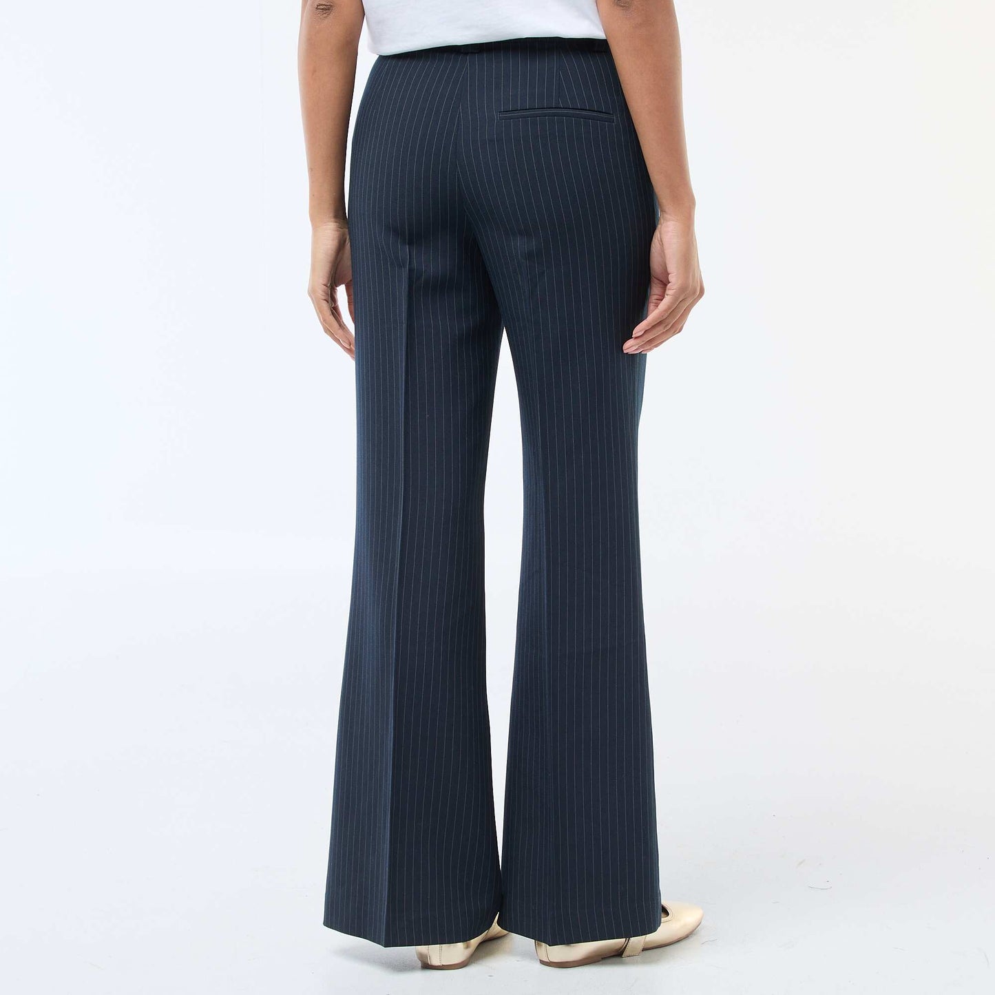 Pantalon évasé uni BLEU