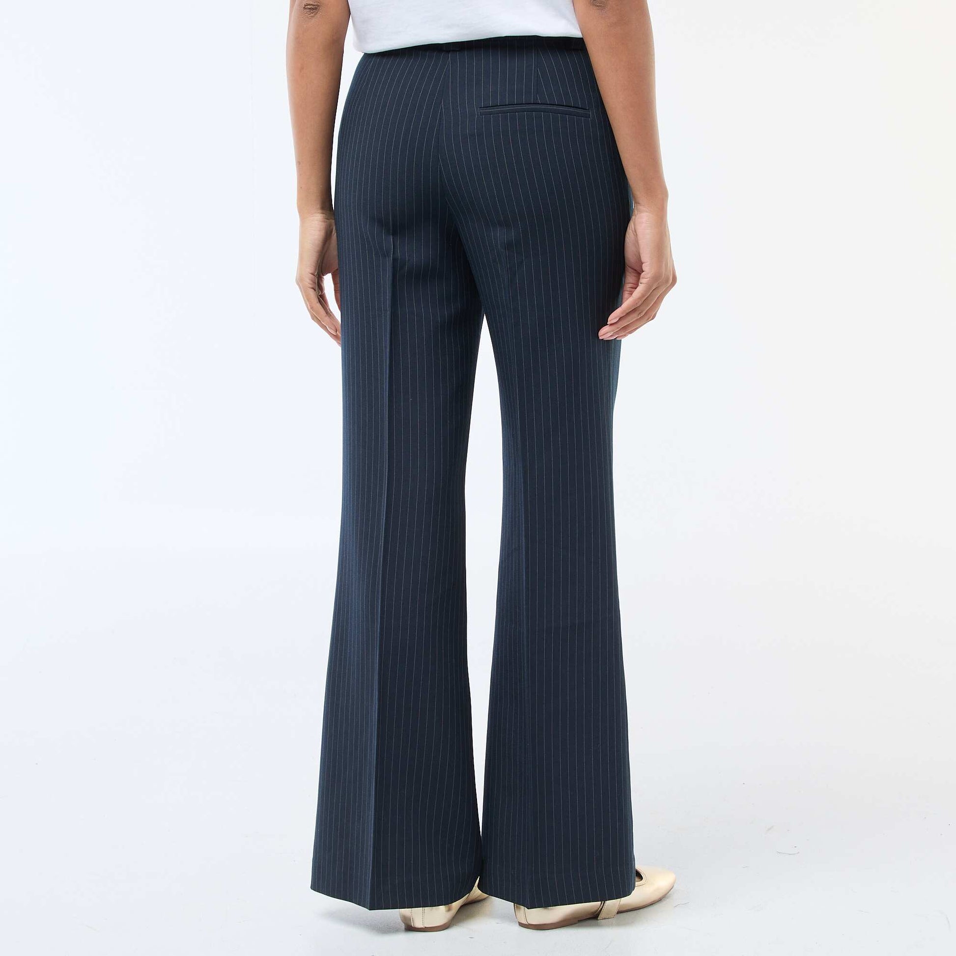 Pantalon évasé uni BLEU