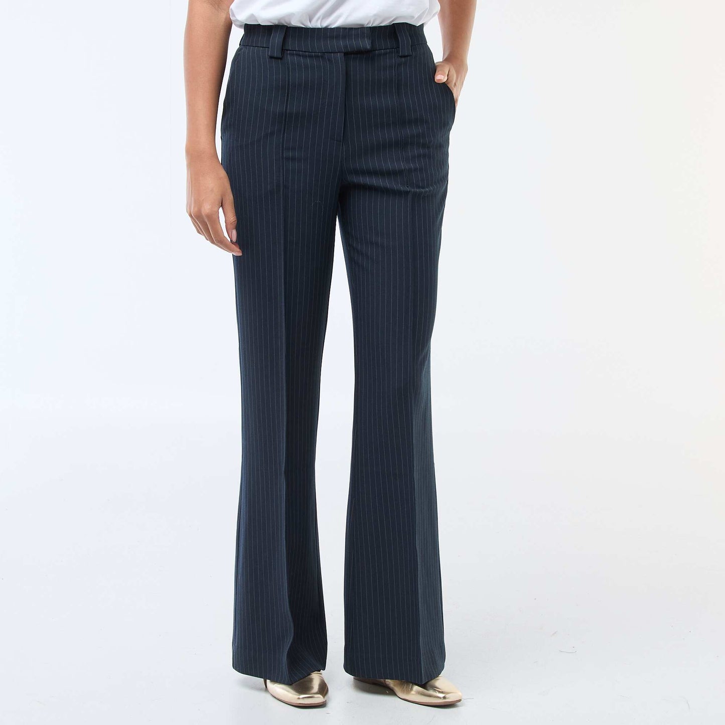Pantalon évasé uni BLEU