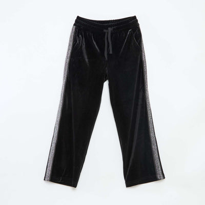 Pantalon velours à bandes pailletées NOIR