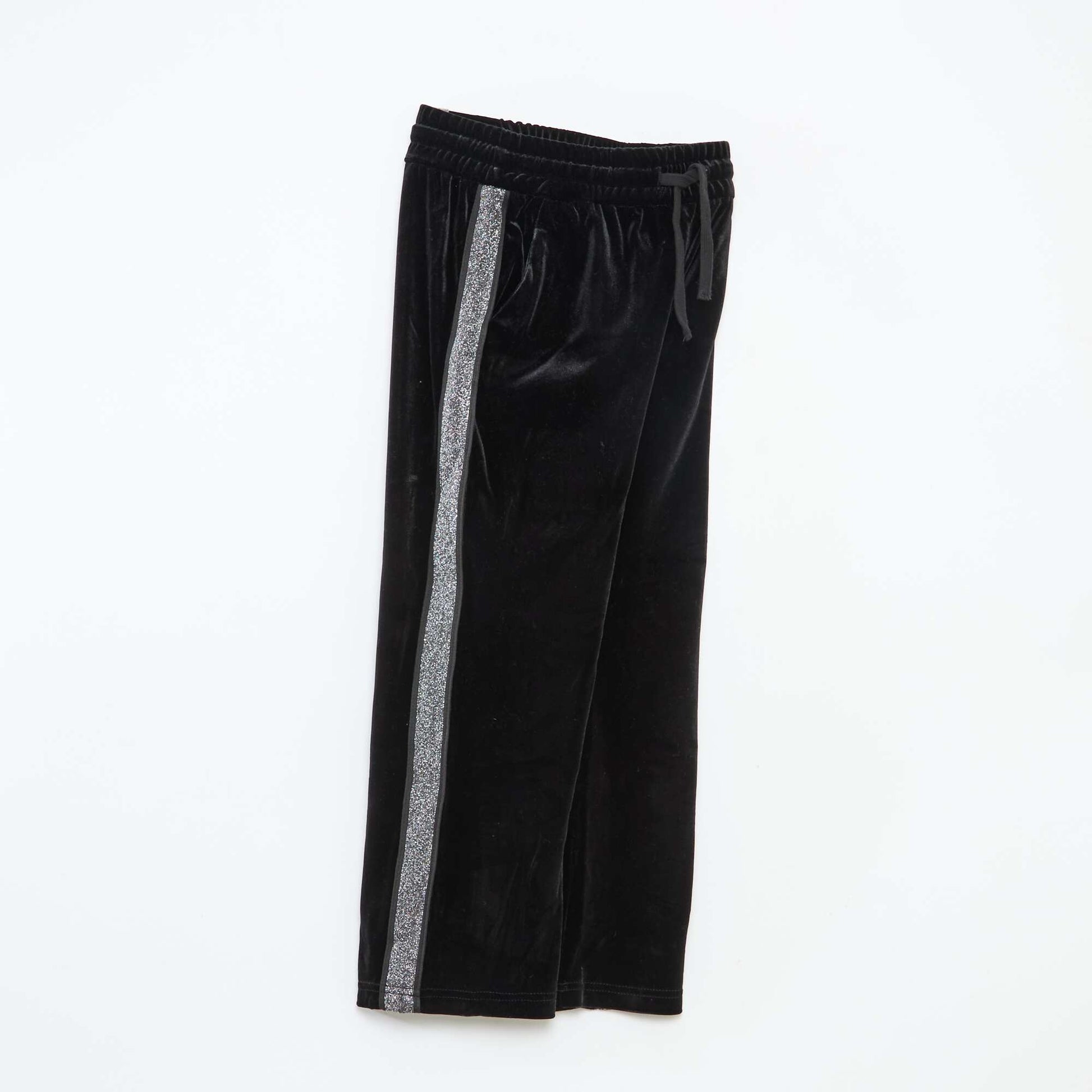 Pantalon velours à bandes pailletées NOIR