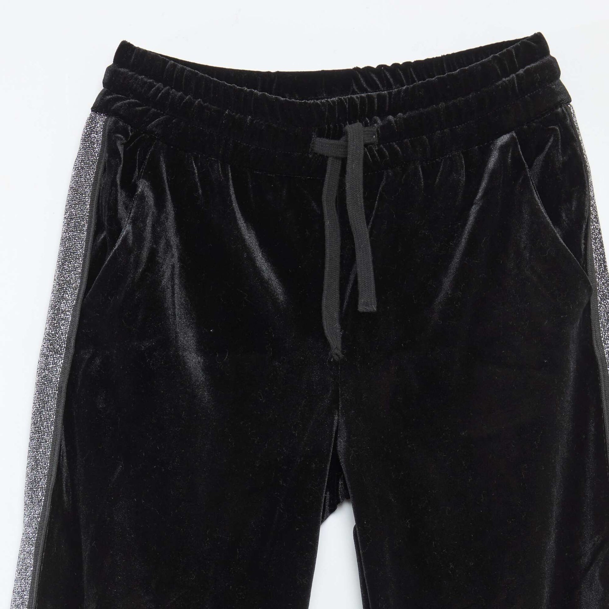 Pantalon velours à bandes pailletées NOIR