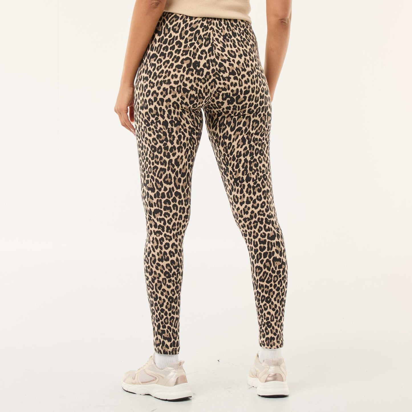 Legging imprimé léopard en coton BEIGE