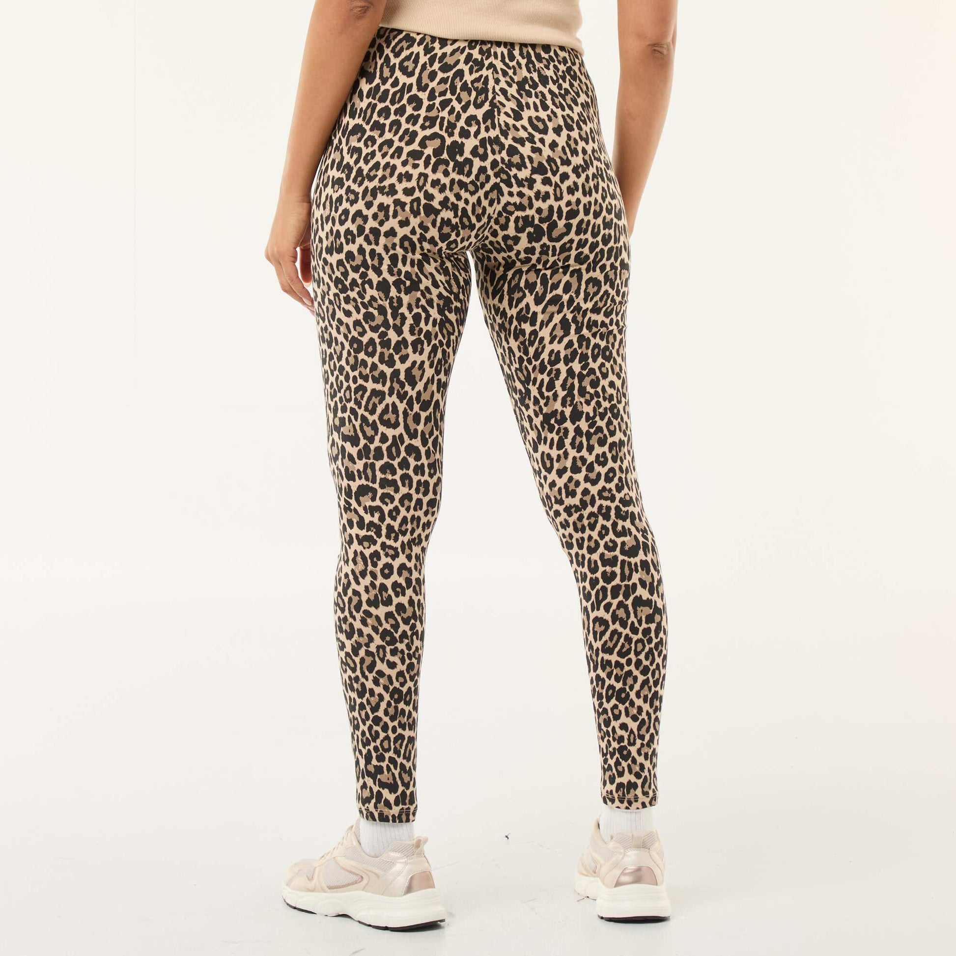 Legging imprimé léopard en coton BEIGE