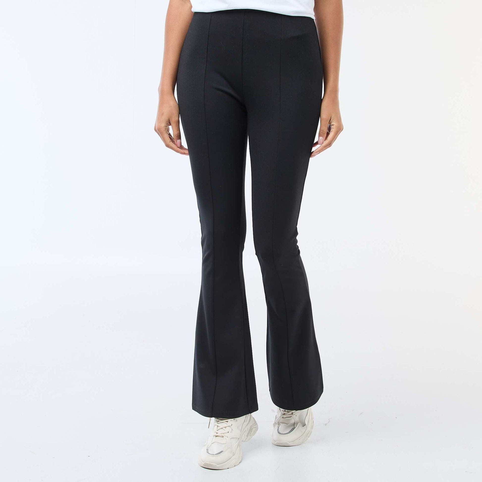 Pantalon flare maille ultra-stretch NOIR