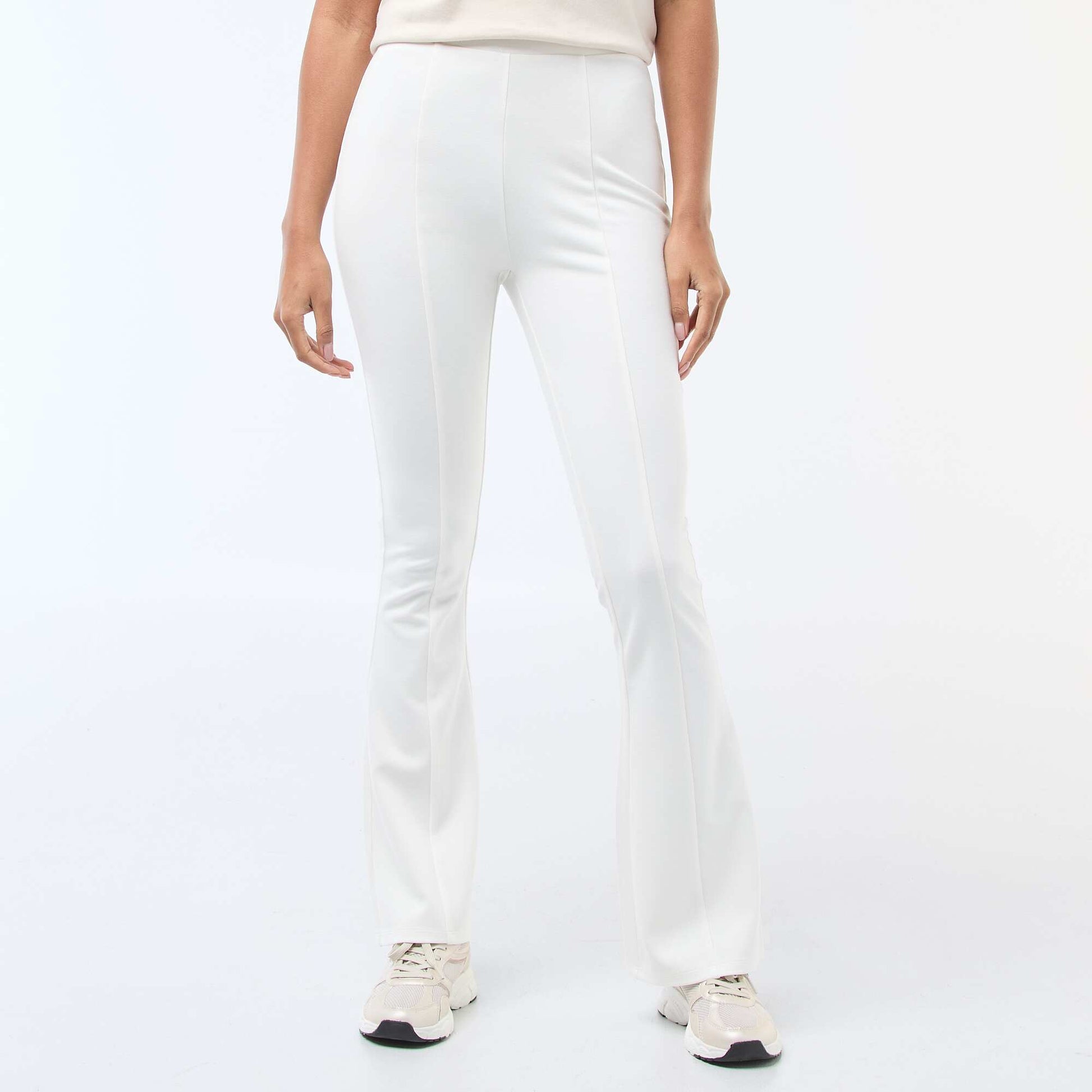 Pantalon flare maille ultra-stretch BLANC
