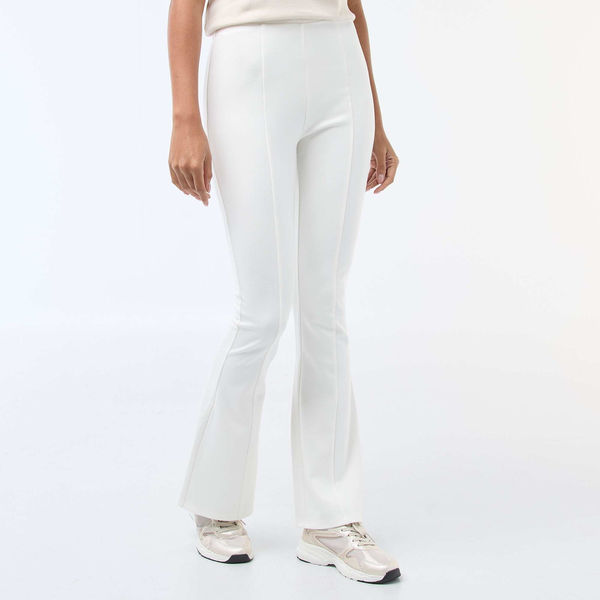 Pantalon flare maille ultra-stretch BLANC
