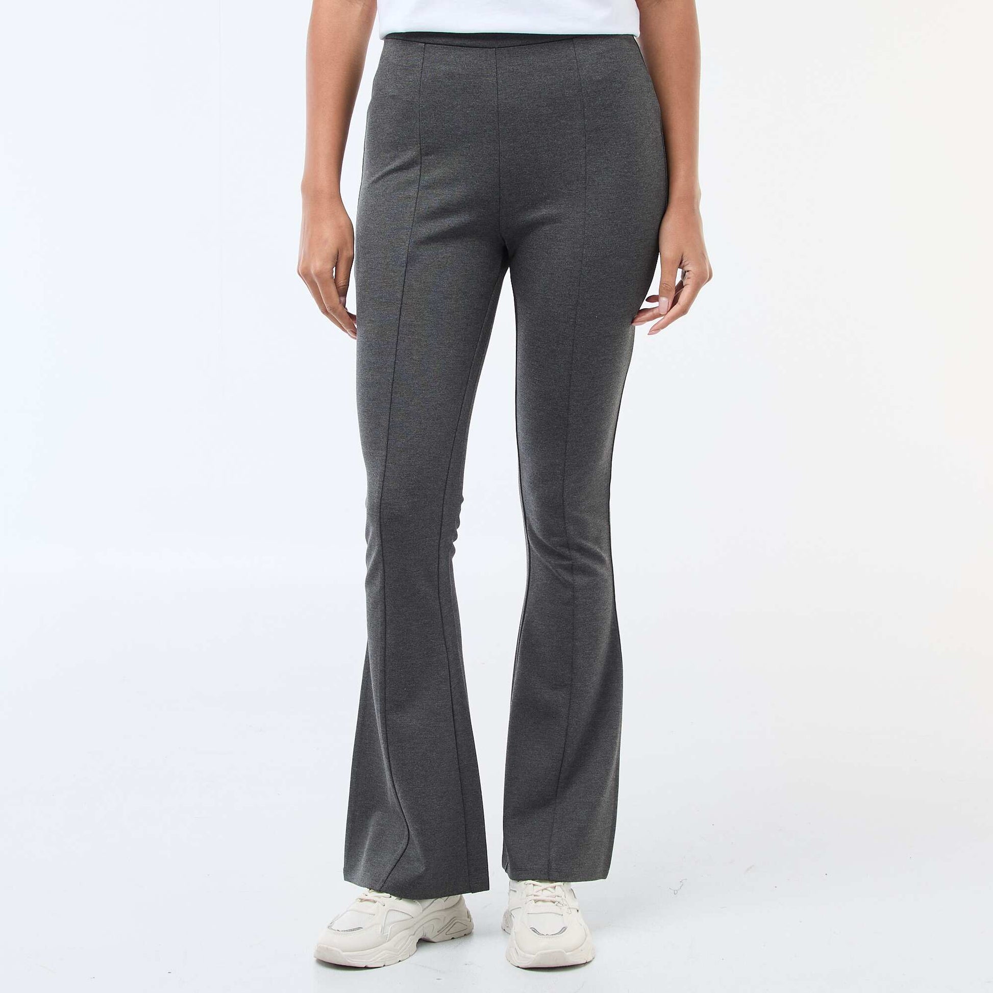 Pantalon flare maille ultra-stretch GRIS