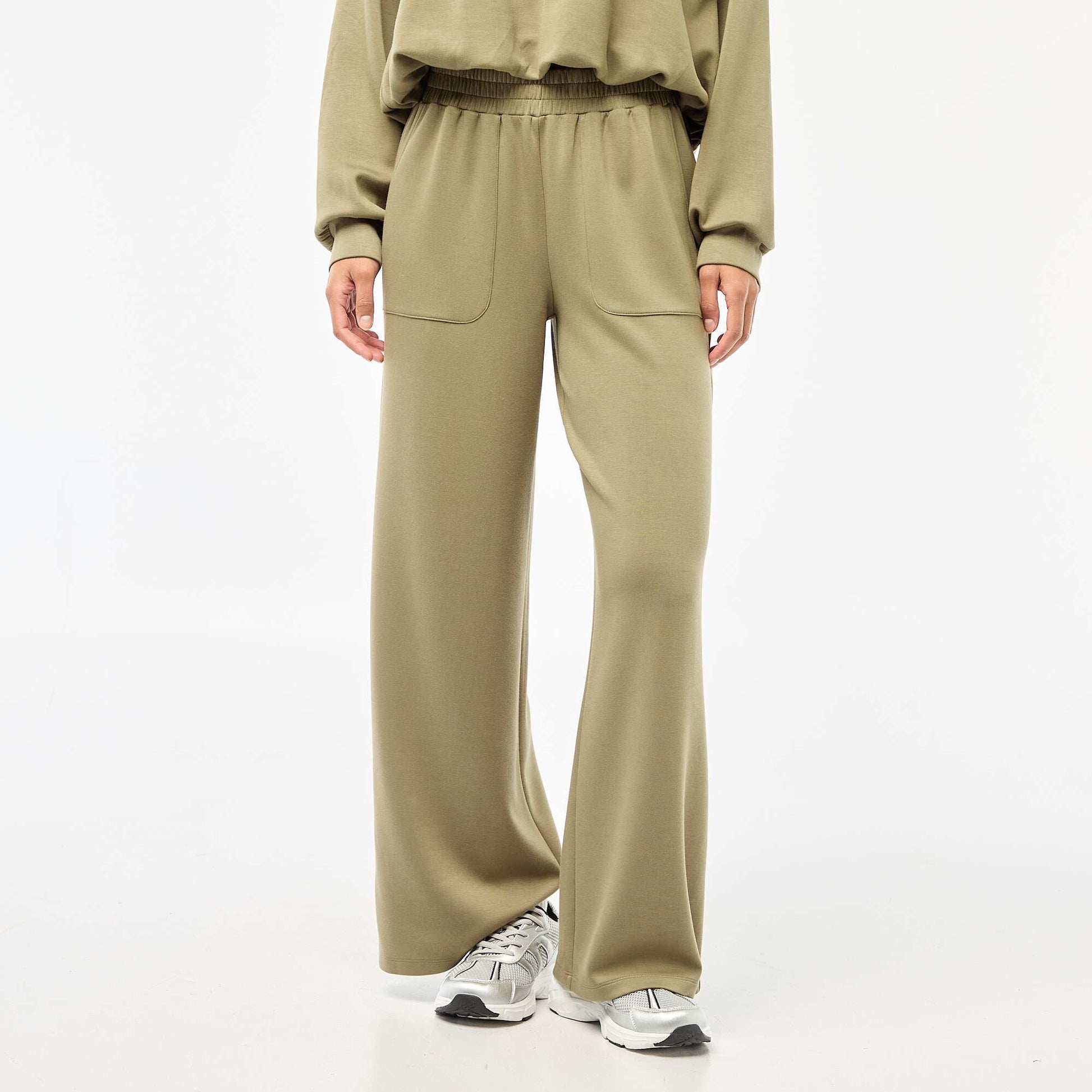 Pantalon jogging large maille douce VERT