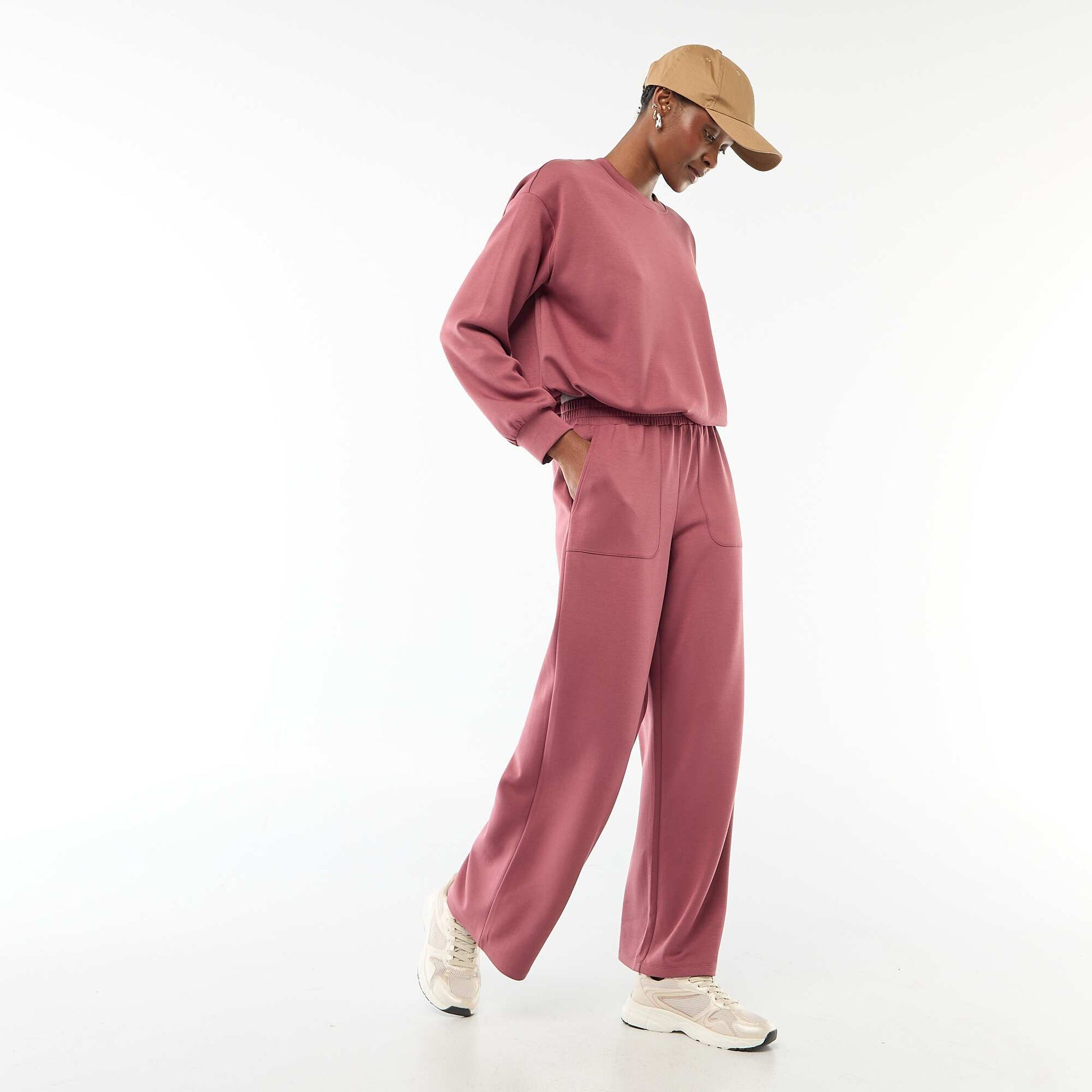 Pantalon jogging large maille douce BORDEAUX