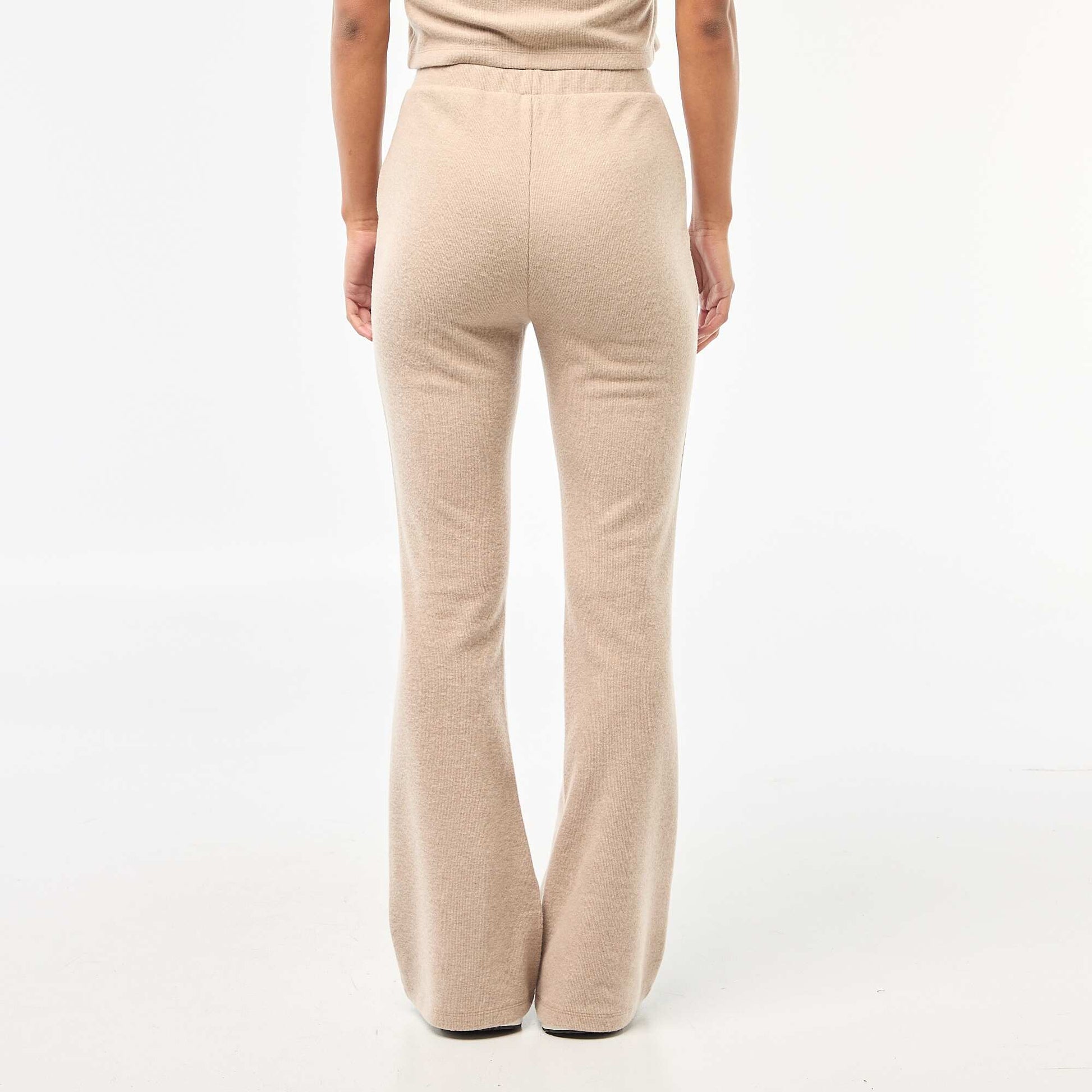 Pantalon flare en maille doudou MARRON