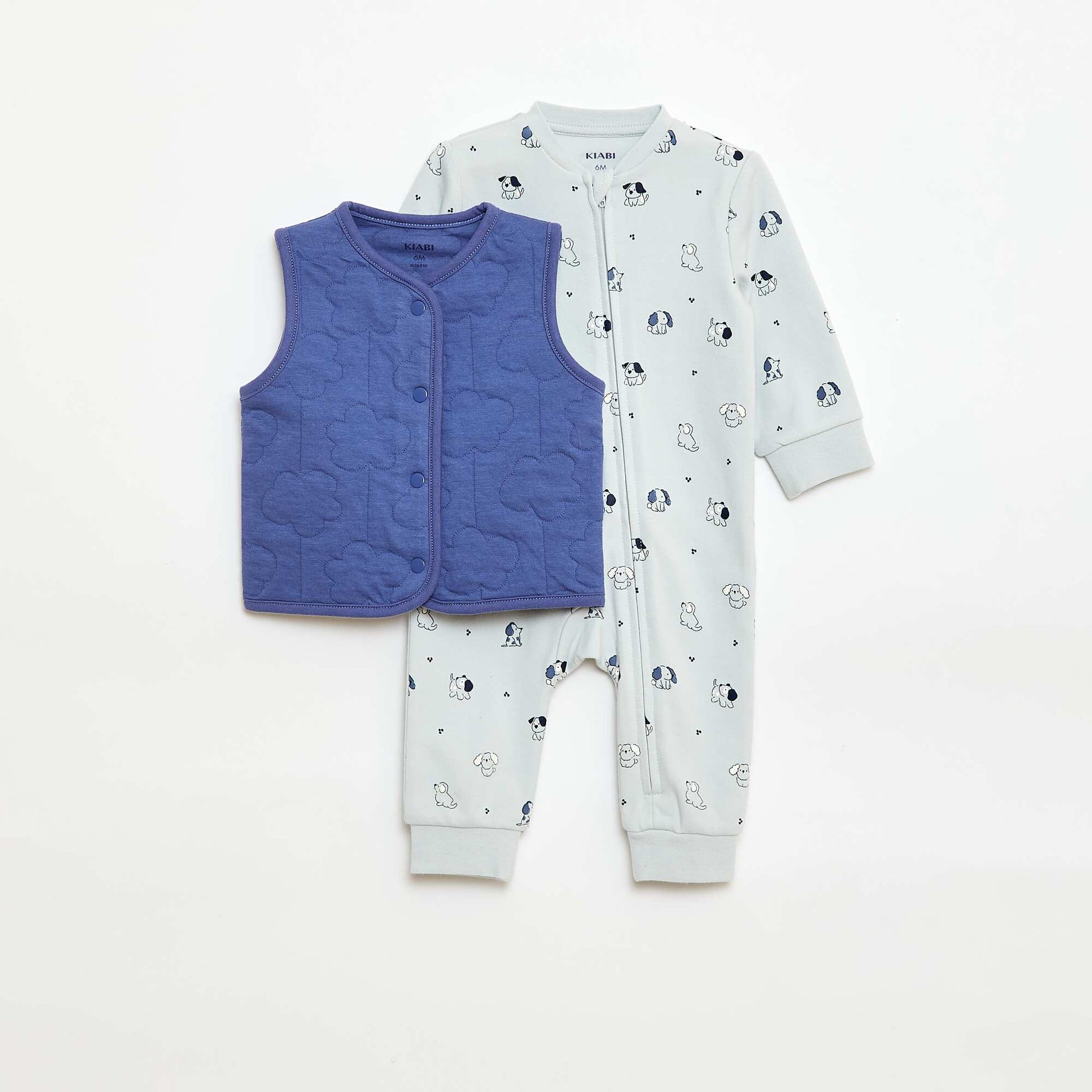 Ensemble dors-bien + gilet matelassé BLEU