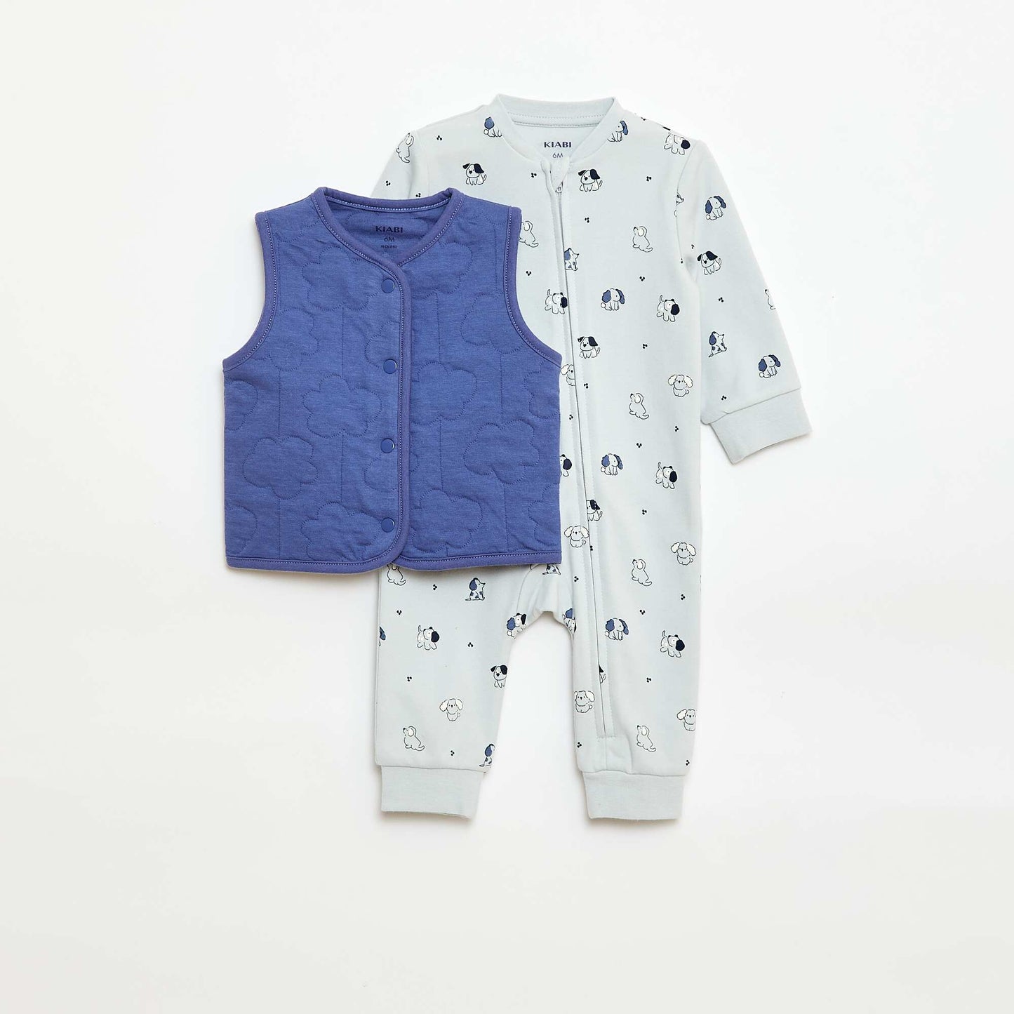 Ensemble dors-bien + gilet matelassé BLEU