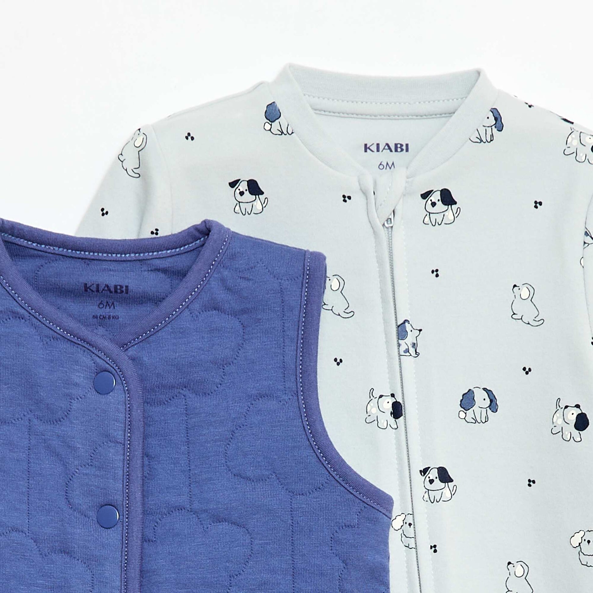 Ensemble dors-bien + gilet matelassé BLEU