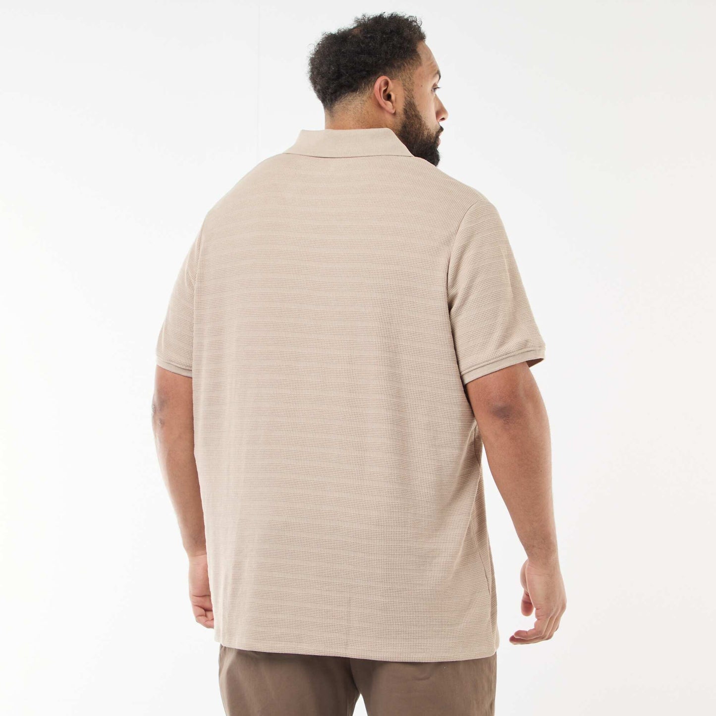 Polo en coton stretch à manches courtes BEIGE