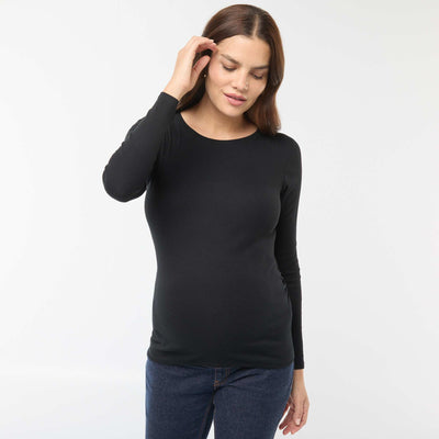 Tee-shirt de maternité côtelé NOIR