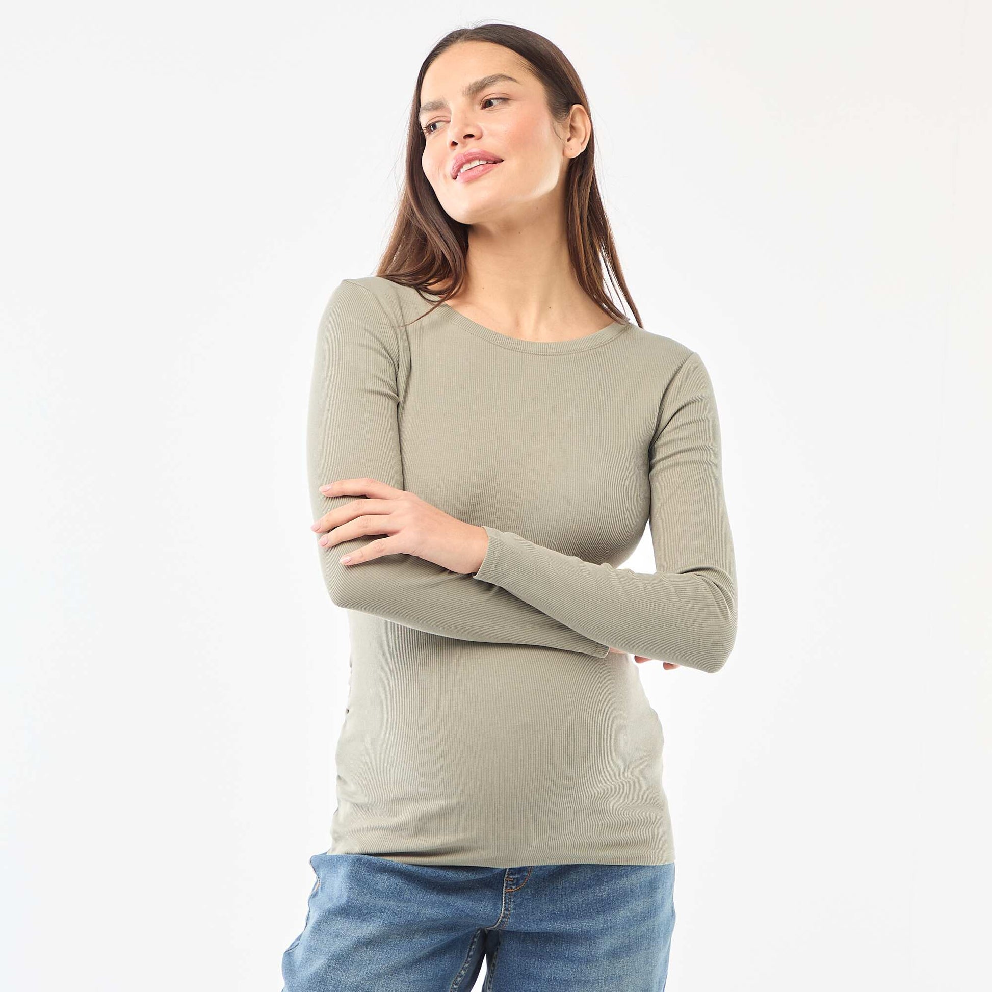 Tee-shirt de maternité côtelé VERT