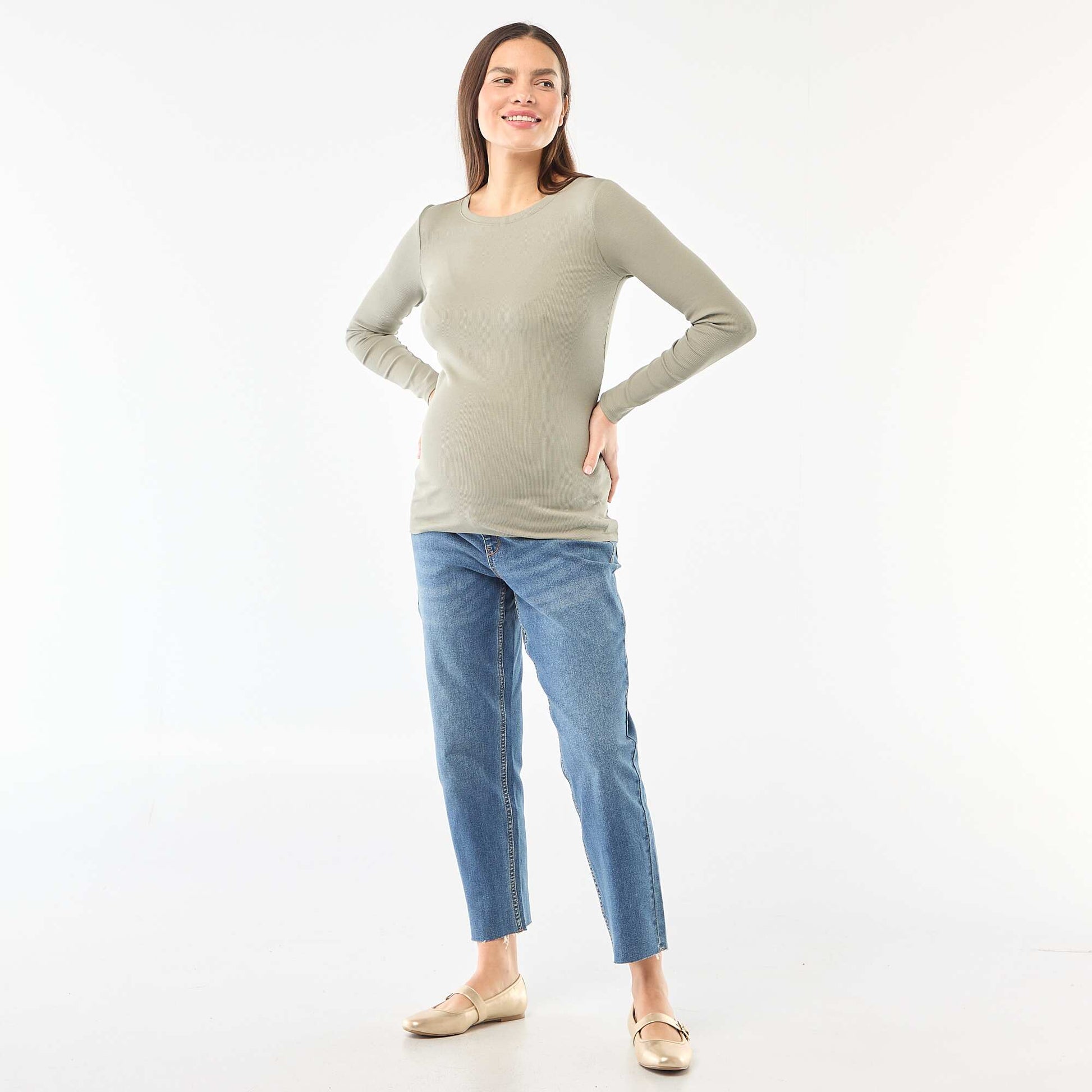 Tee-shirt de maternité côtelé VERT