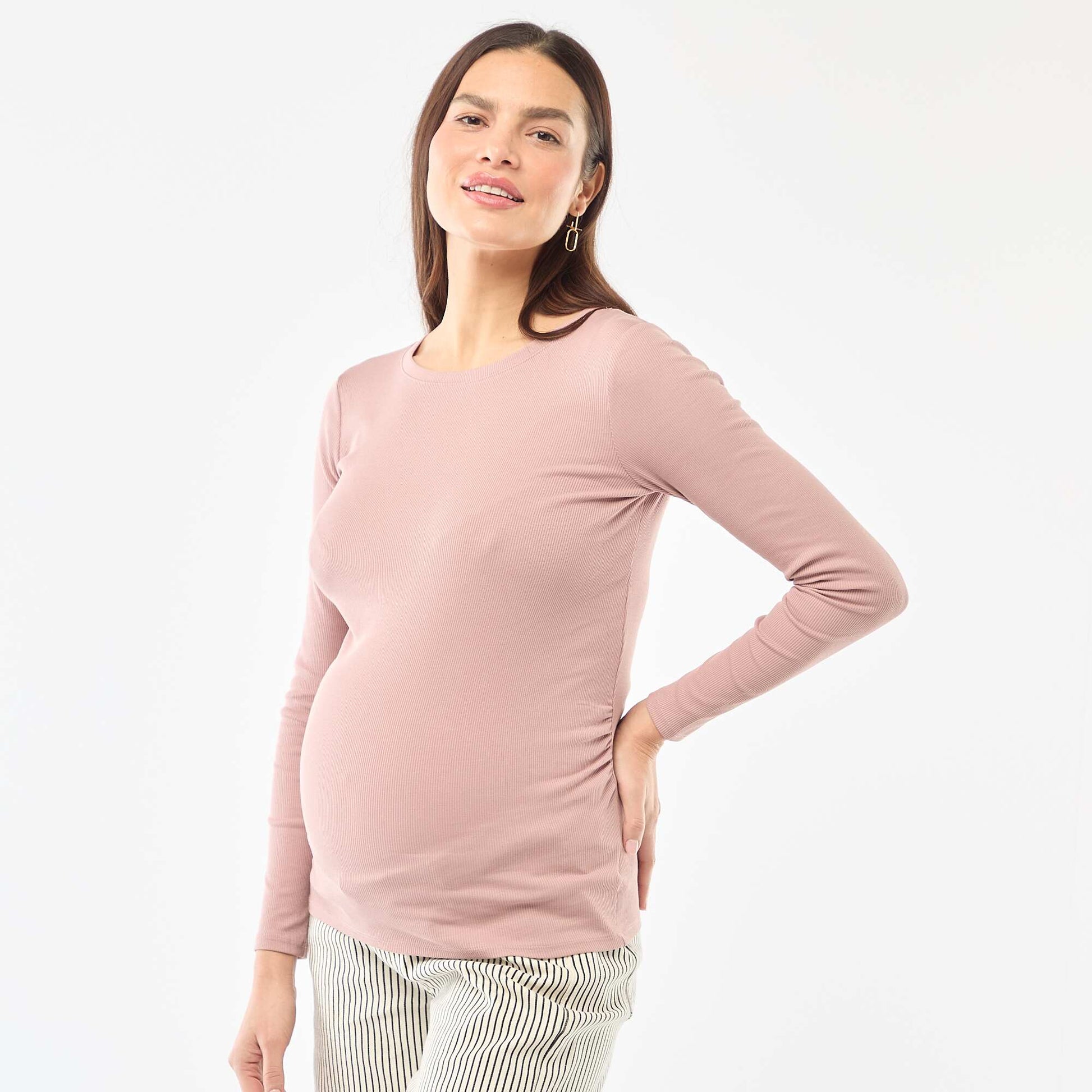 Tee-shirt de maternité côtelé ROSE