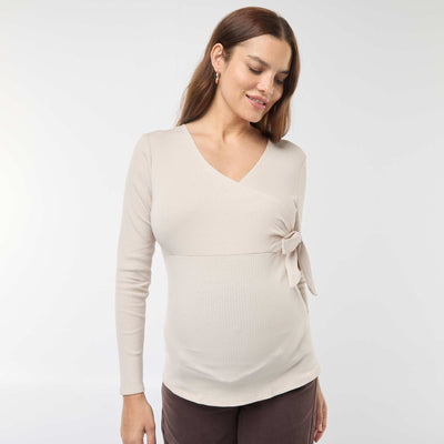 Tee-shirt d'allaitement cache-coeur GRIS