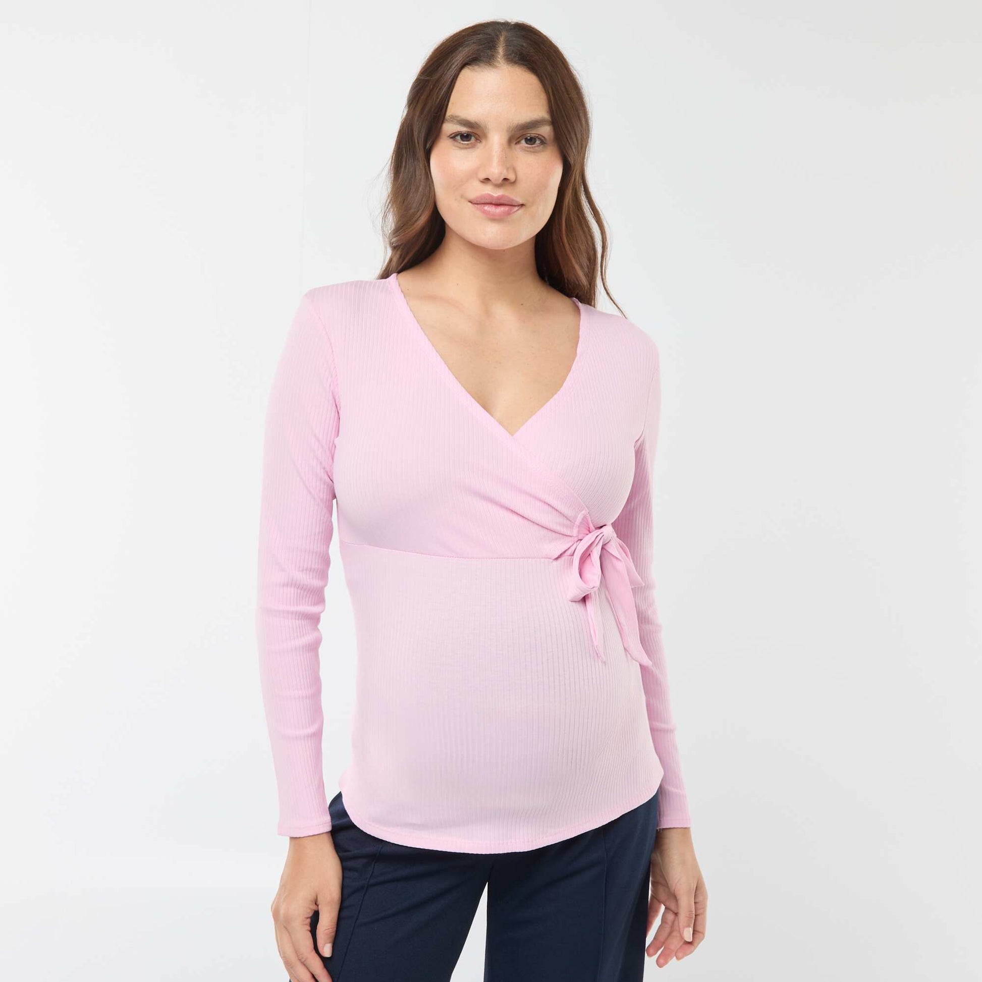 Tee-shirt d'allaitement cache-coeur ROSE