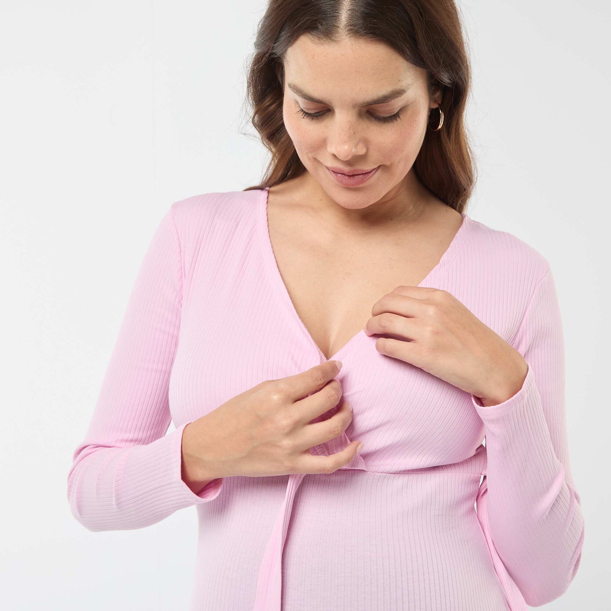 Tee-shirt d'allaitement cache-coeur ROSE