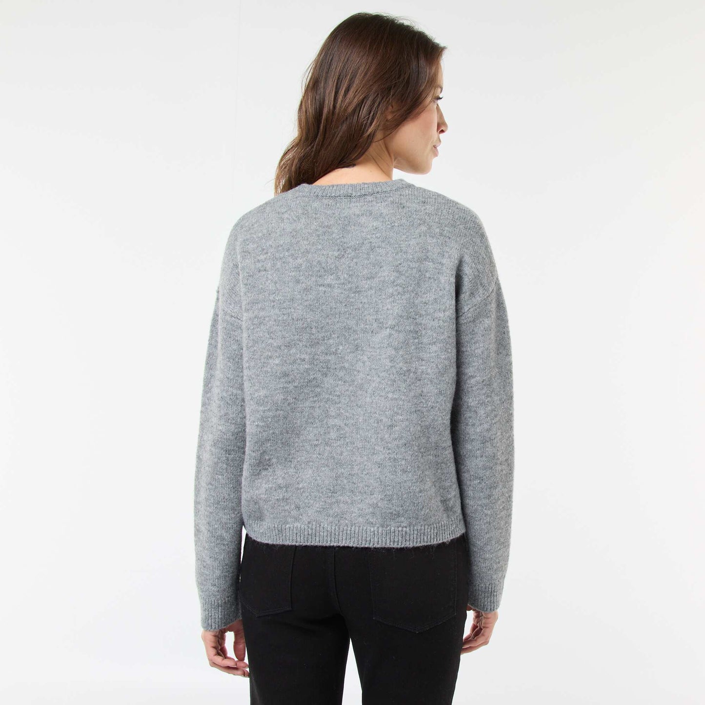 Pull matière douce col rond GRIS
