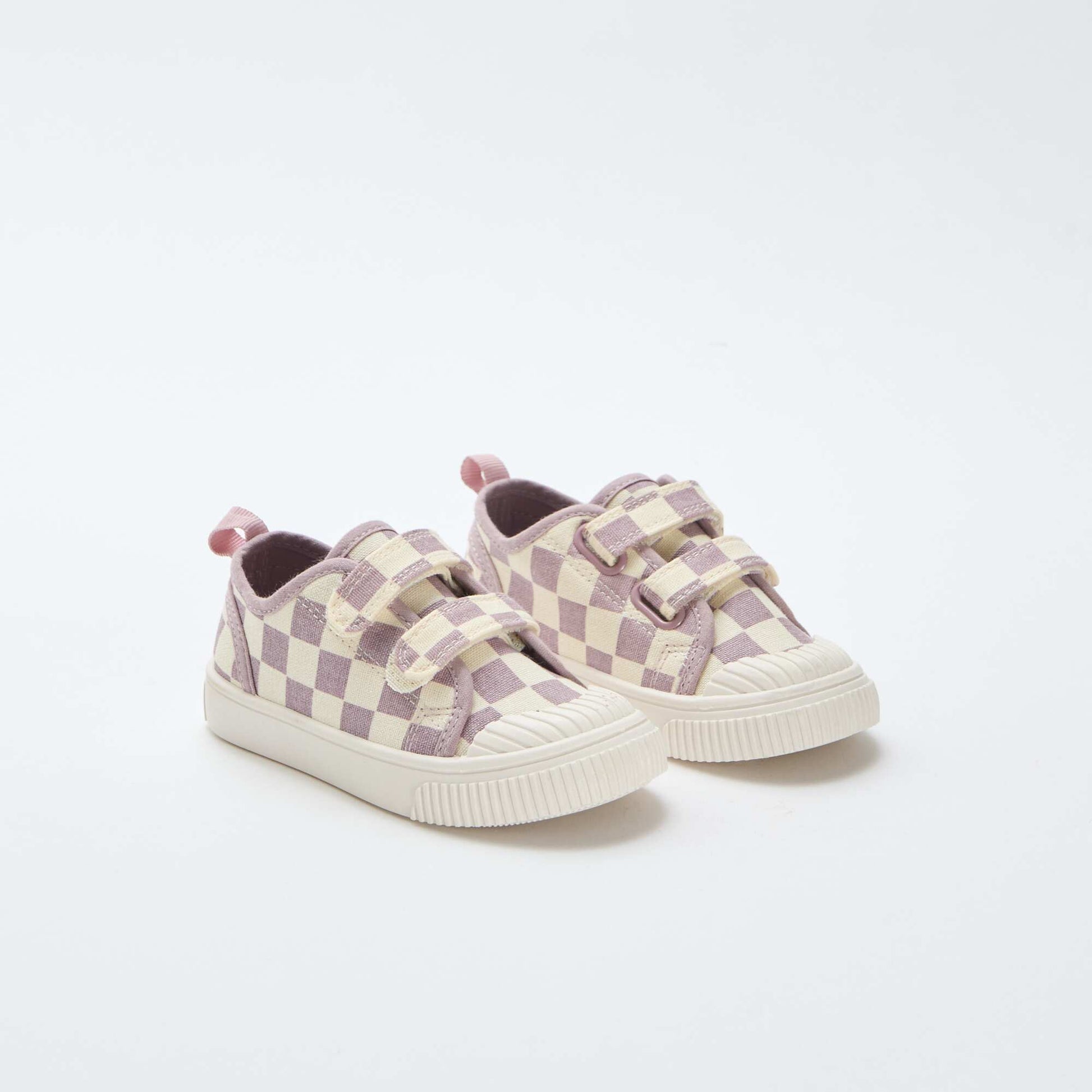 Baskets en toile imprimé damiers VIOLET