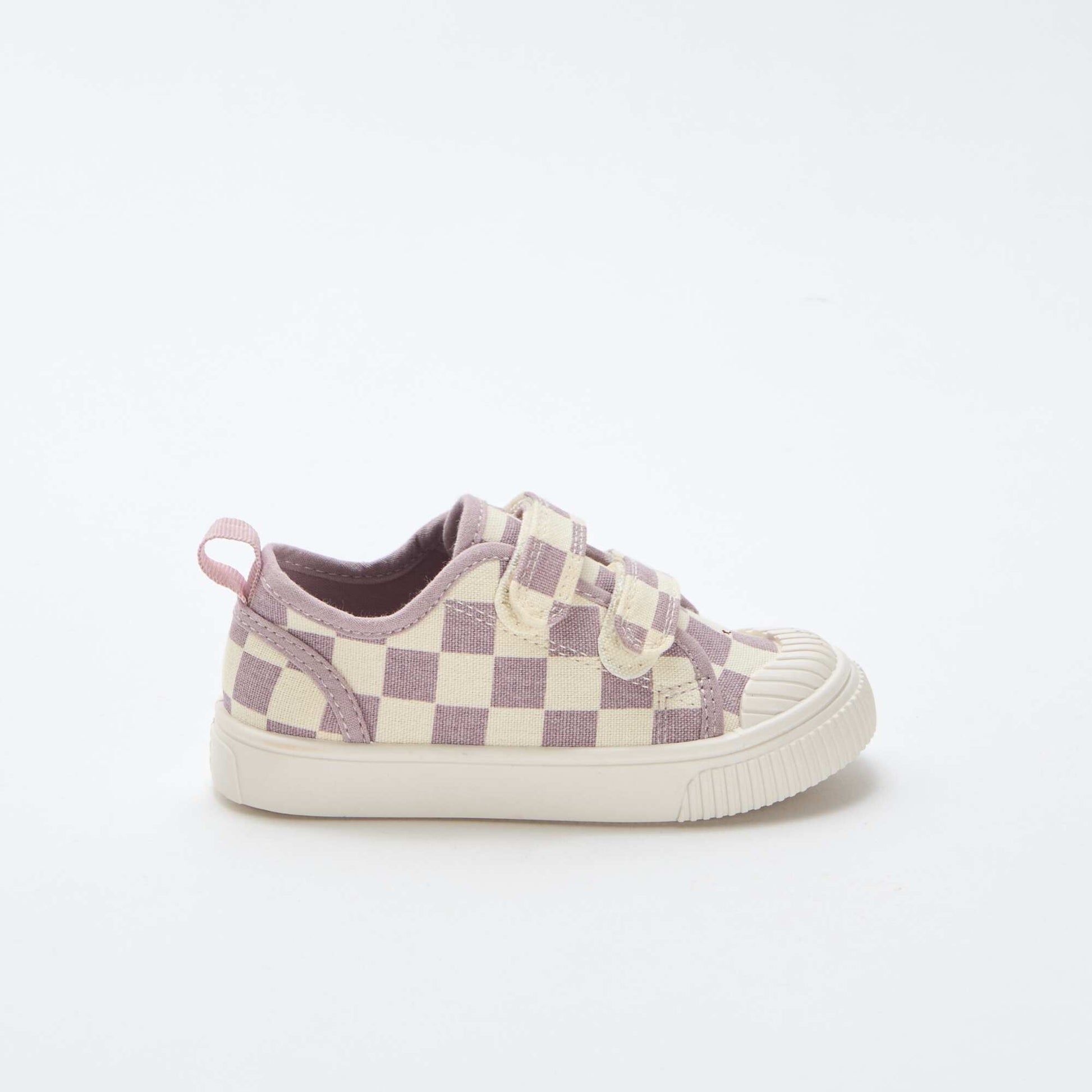 Baskets en toile imprimé damiers VIOLET