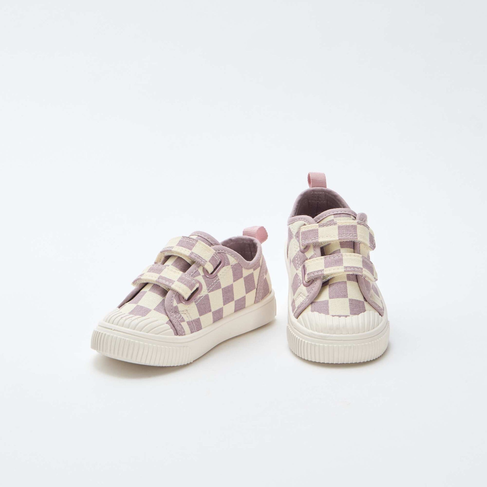 Baskets en toile imprimé damiers VIOLET