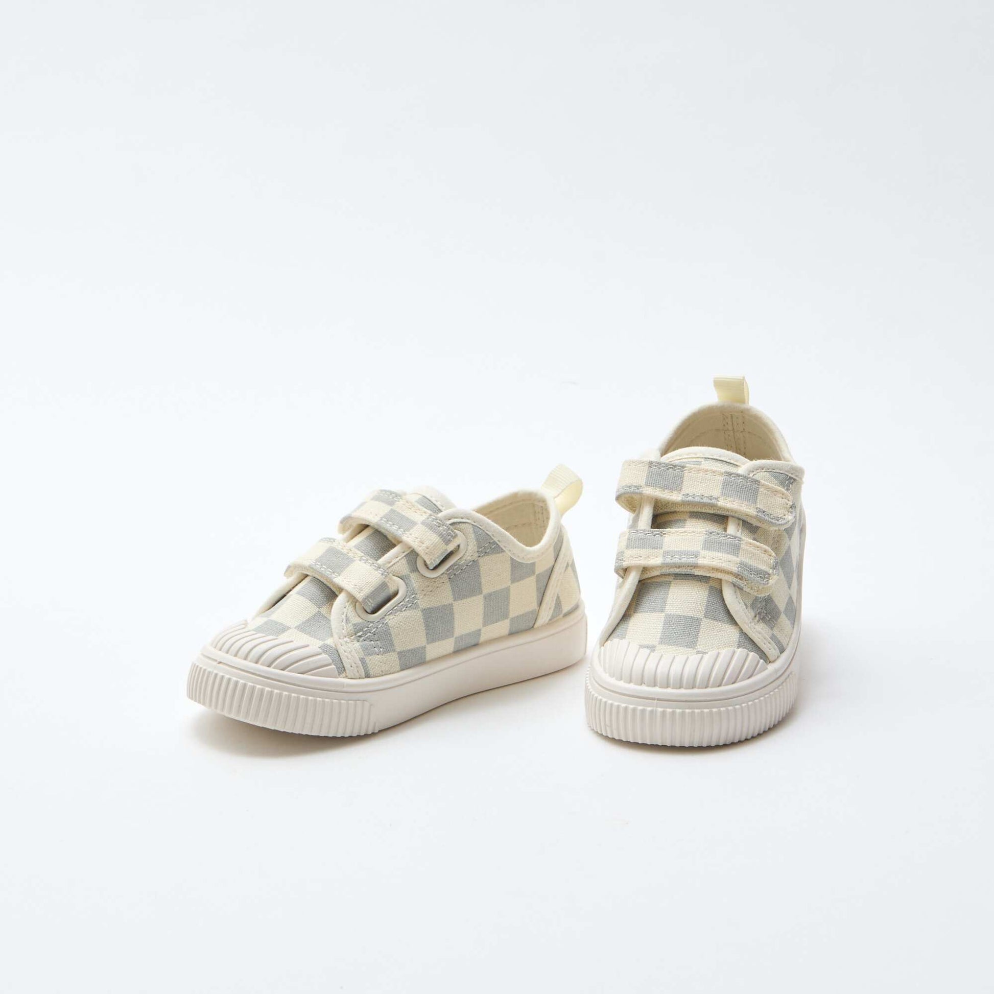 Baskets en toile imprimé damiers BLEU