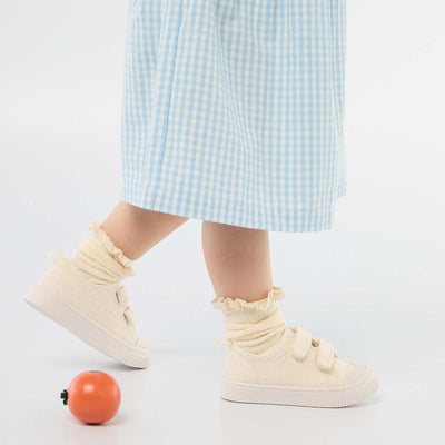 Baskets en toile imprimé damiers BEIGE