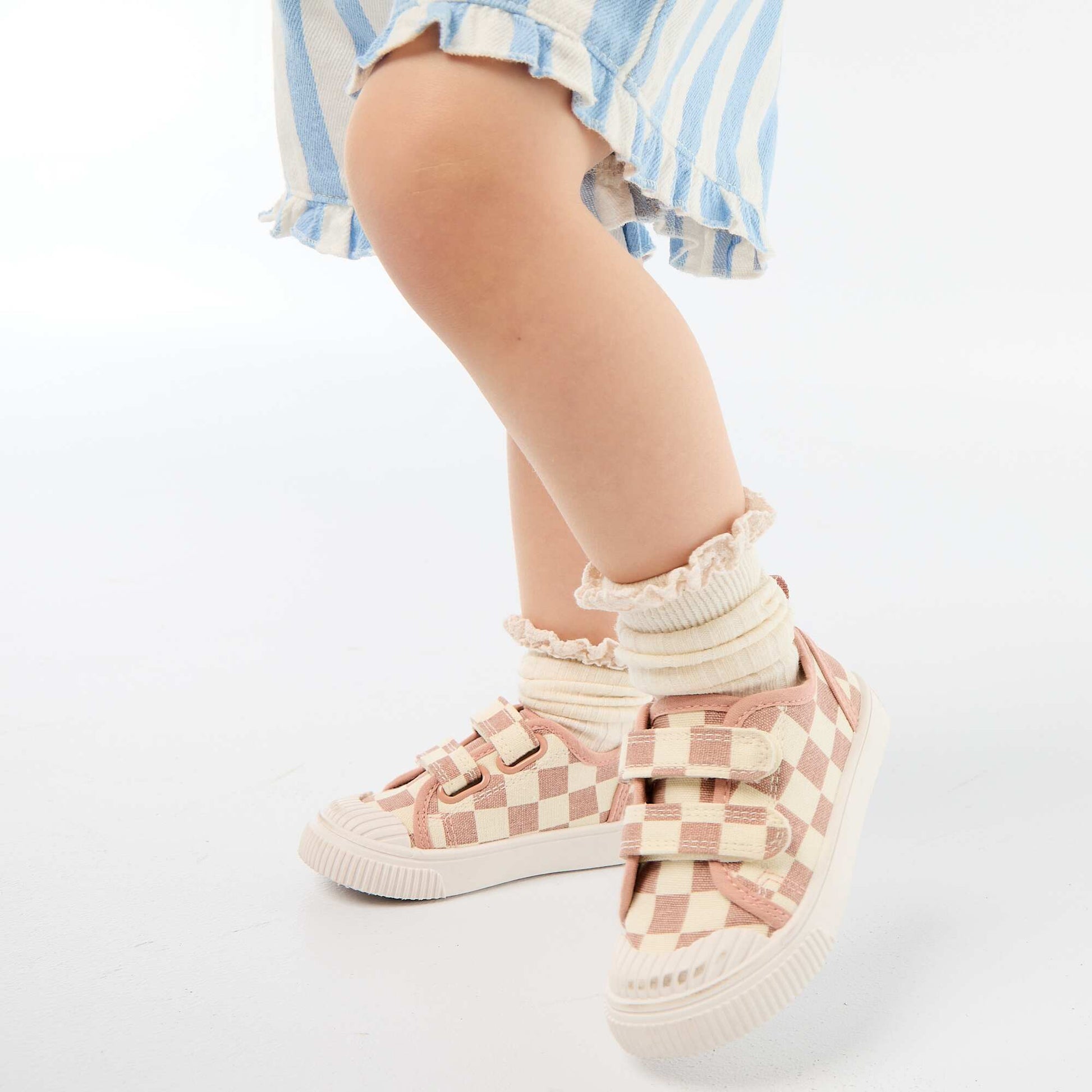 Baskets en toile imprimé damiers ROSE