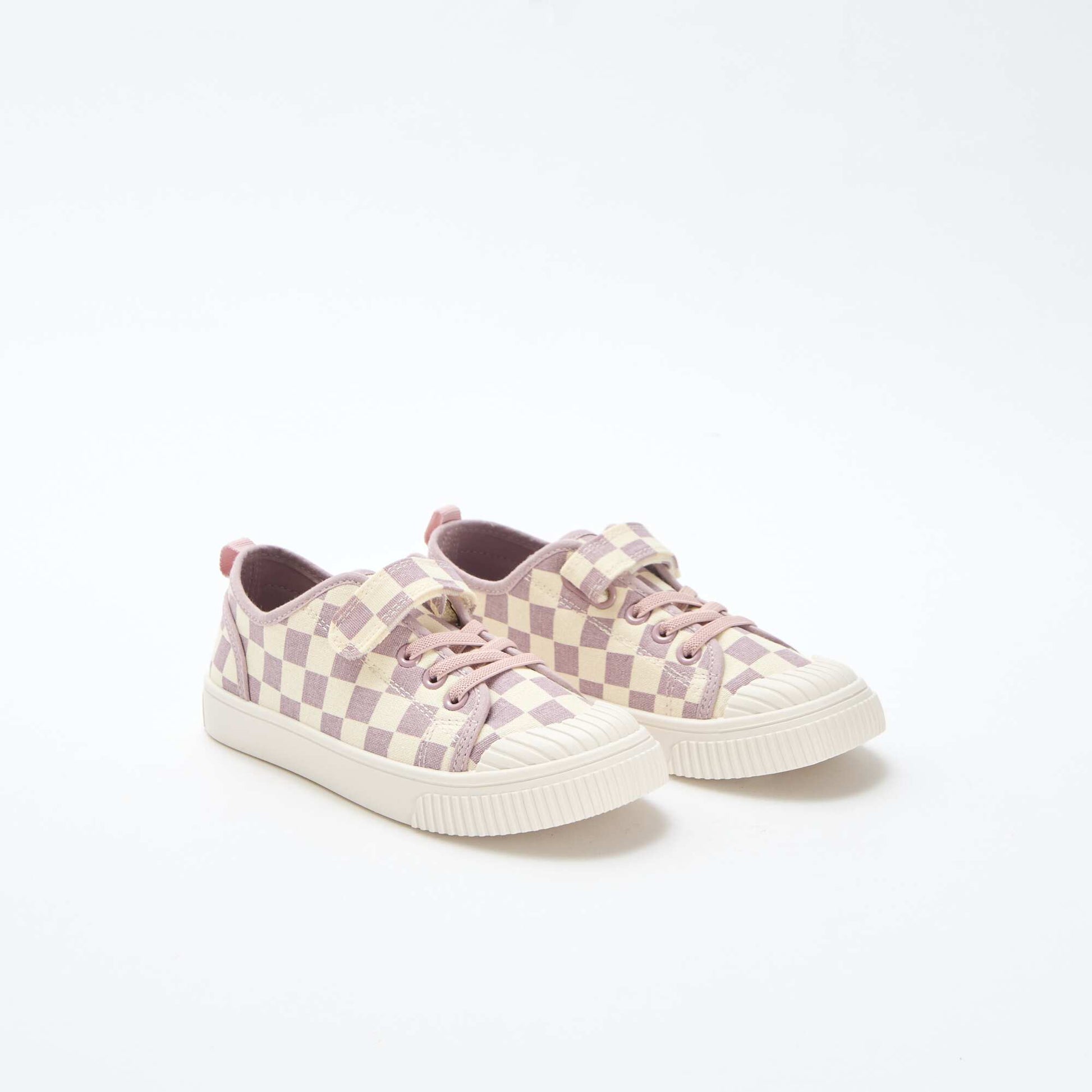 Baskets en toile imprimé damiers VIOLET