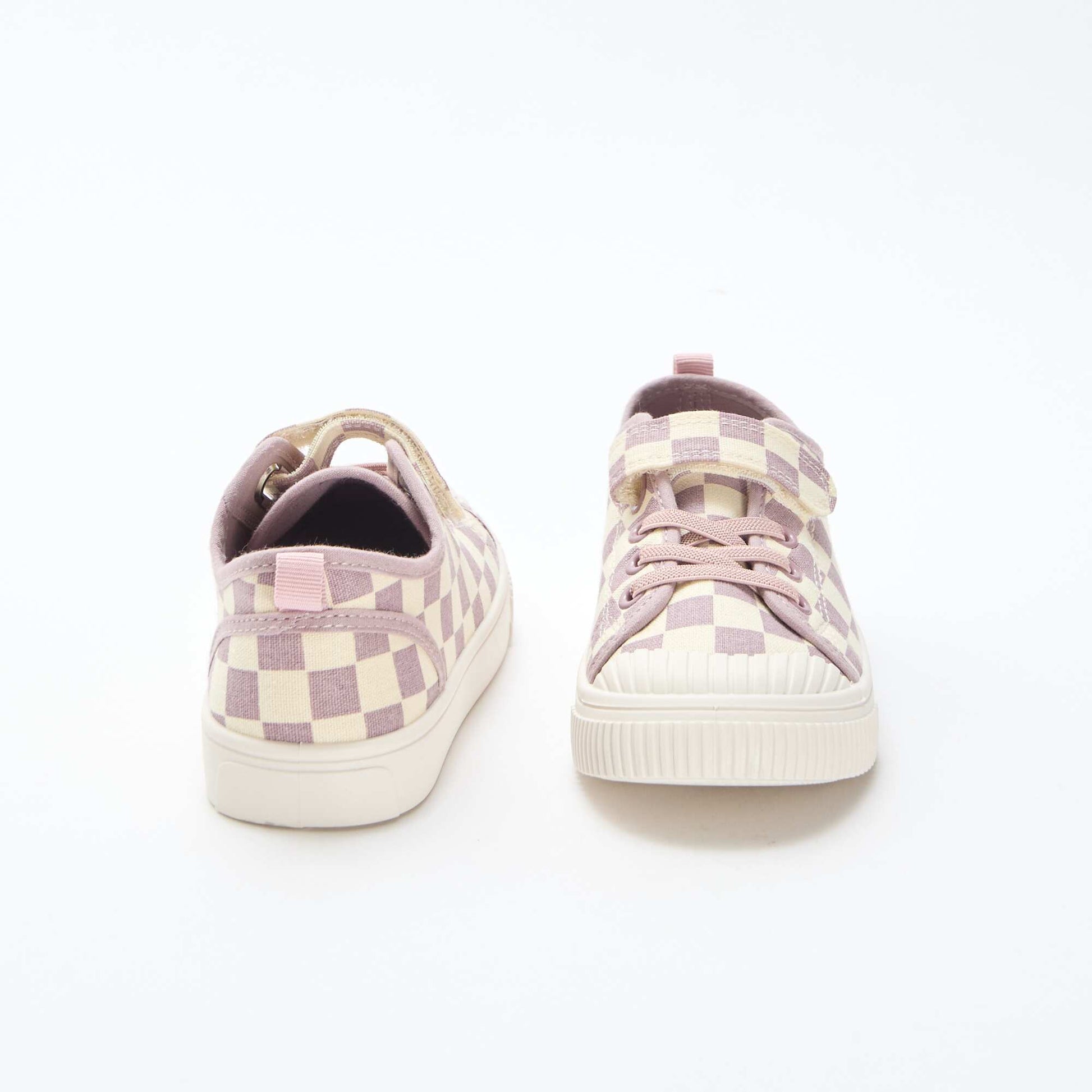 Baskets en toile imprimé damiers VIOLET