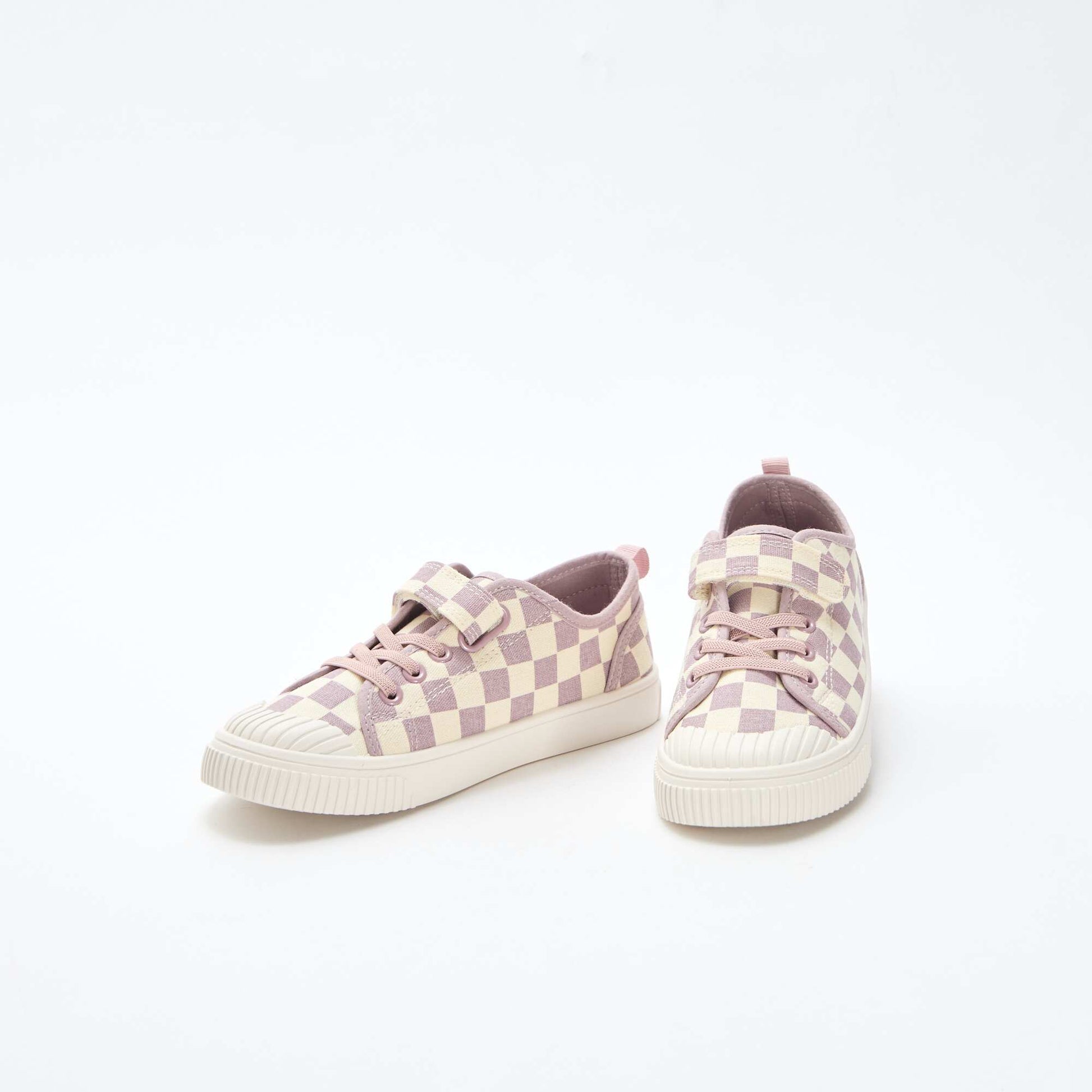 Baskets en toile imprimé damiers VIOLET