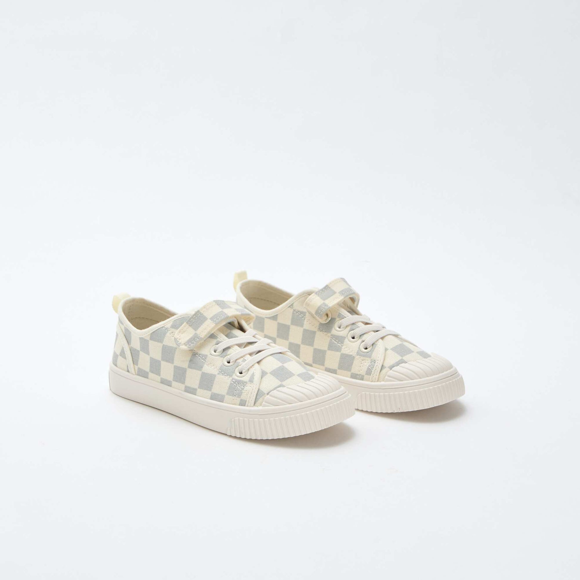 Baskets en toile imprimé damiers BLEU