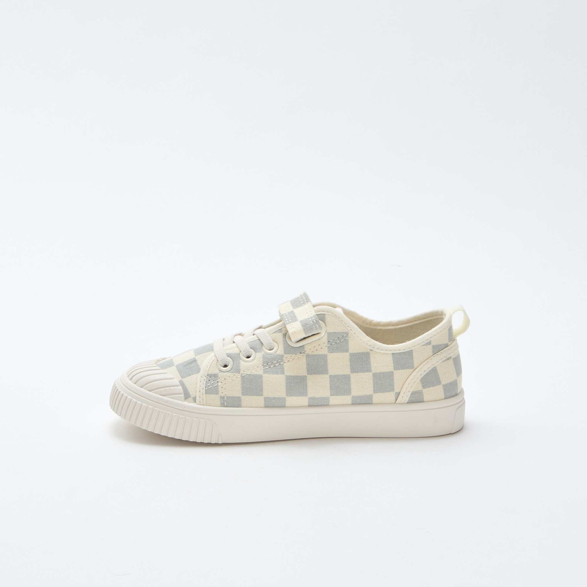 Baskets en toile imprimé damiers BLEU